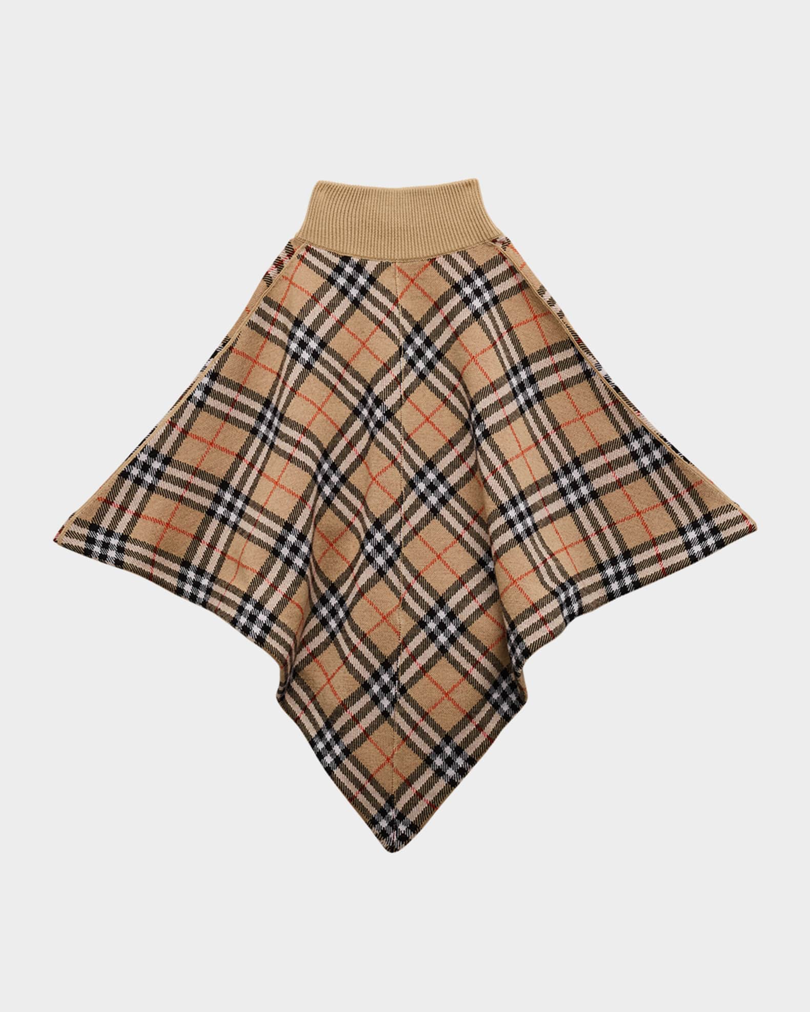 Girl's Lette Wool-Blend Check Cape, Size M-L 1
