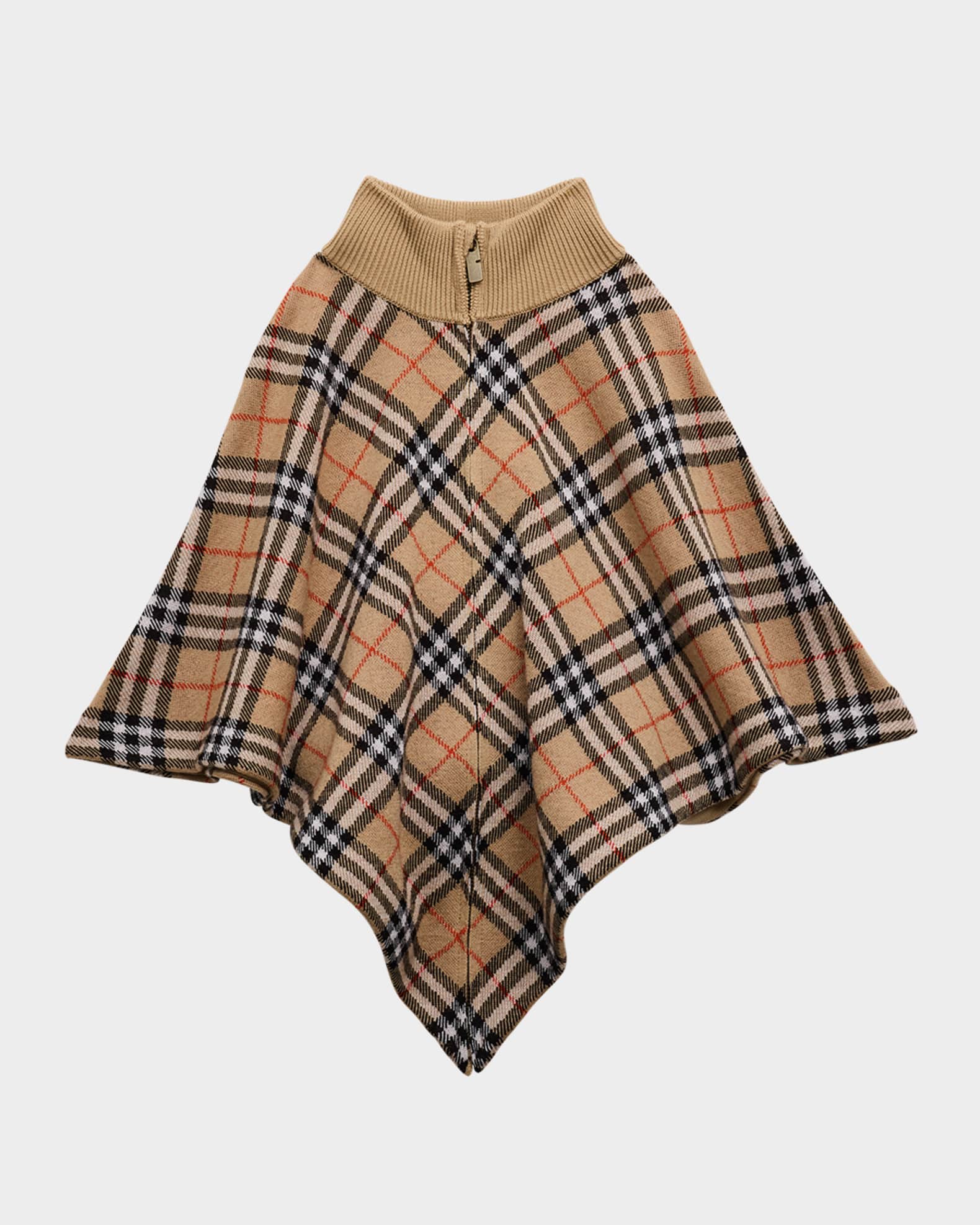Girl's Lette Wool-Blend Check Cape, Size M-L 0