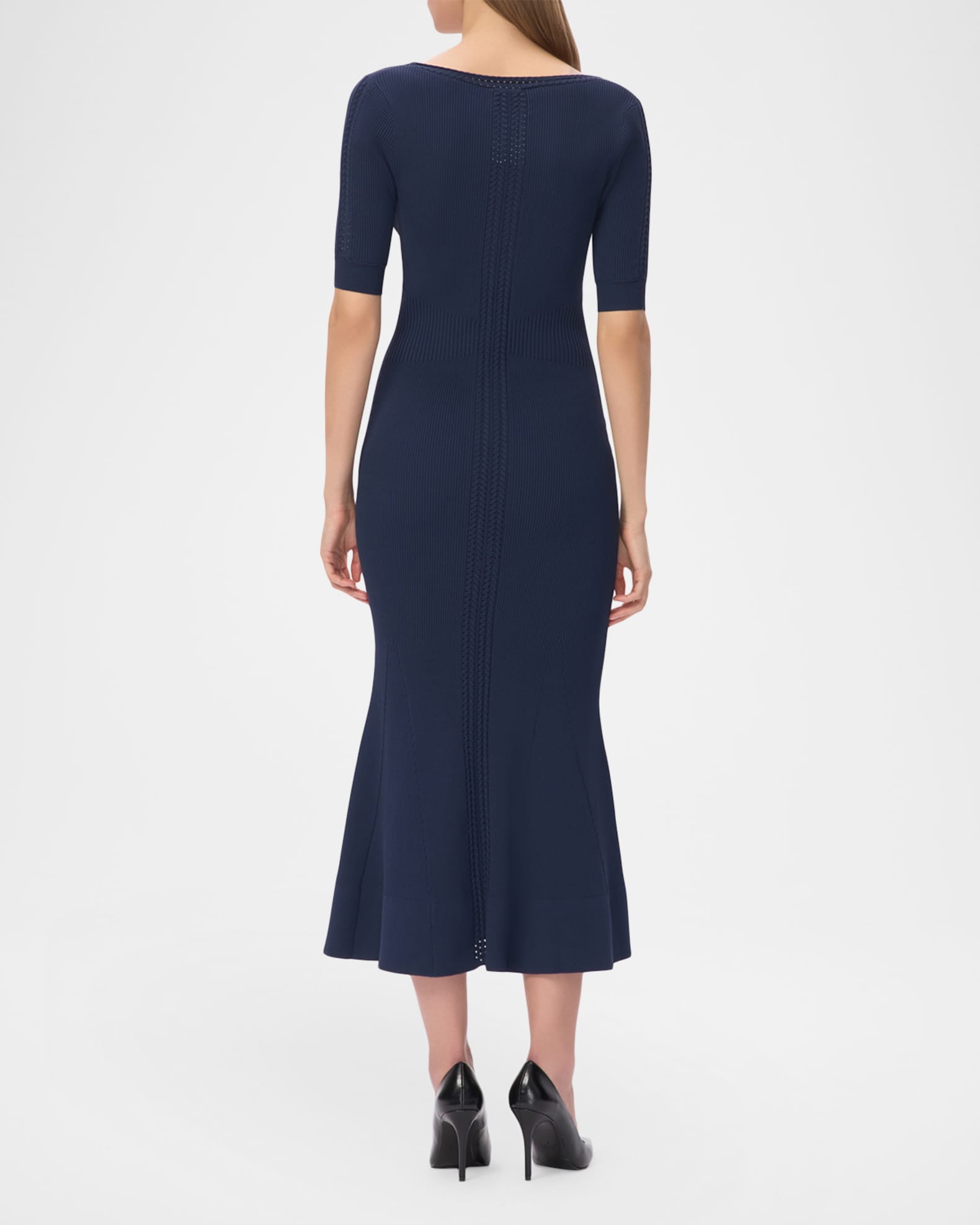 Herve Leger The Aria Rib Knit Mermaid Midi Dress | Neiman Marcus