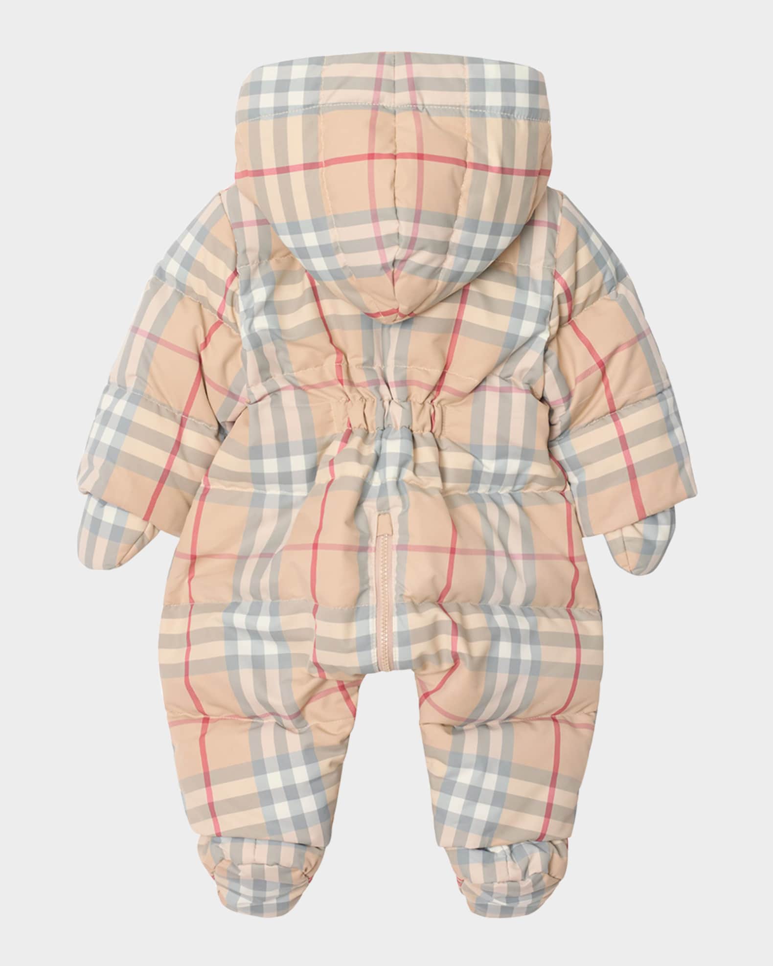 Kid's Robinson Check Hooded Down Puffer Suit, Size Newborn-6 1