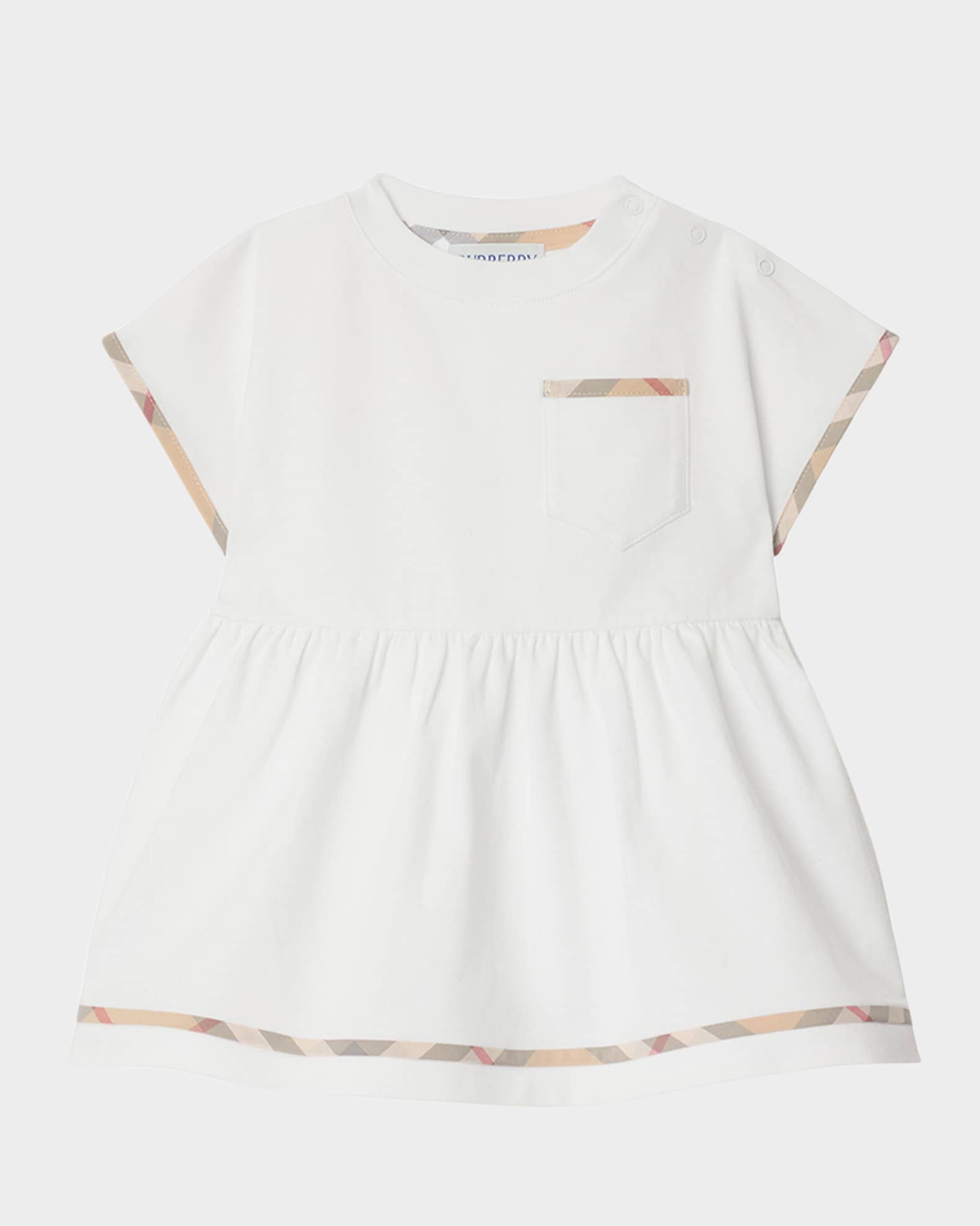 Girl's Lea Check Short-Sleeve Dress & Bloomers, Size Newborn-18M 1