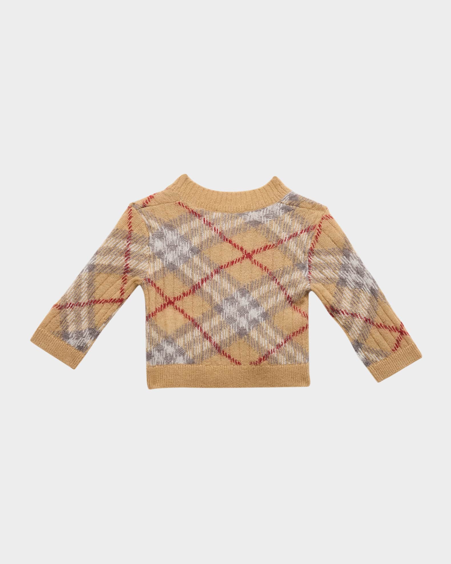 Burberry Kid's Ginny Check Knit Cardigan, Size 3M-18M | Neiman Marcus