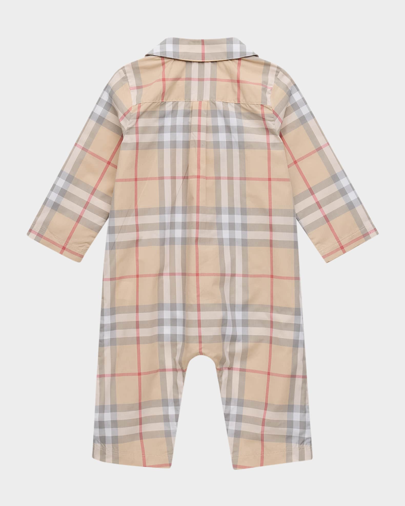Kid's Andreas Long-Sleeve Cotton Check Coveralls, Size Newborn-18M 1