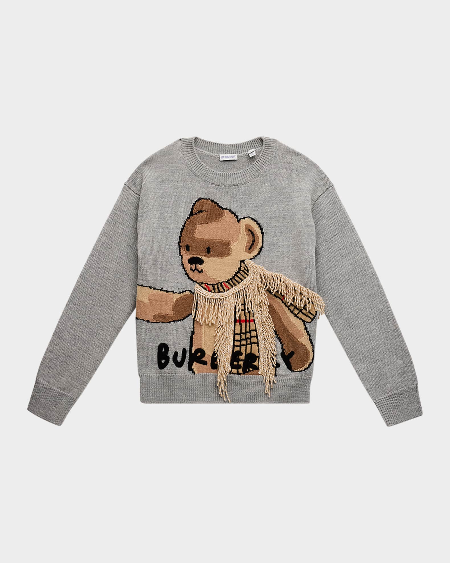 Burberry Boy's Teddy Scarf Crewneck Sweater, Size 3-14 | Neiman Marcus