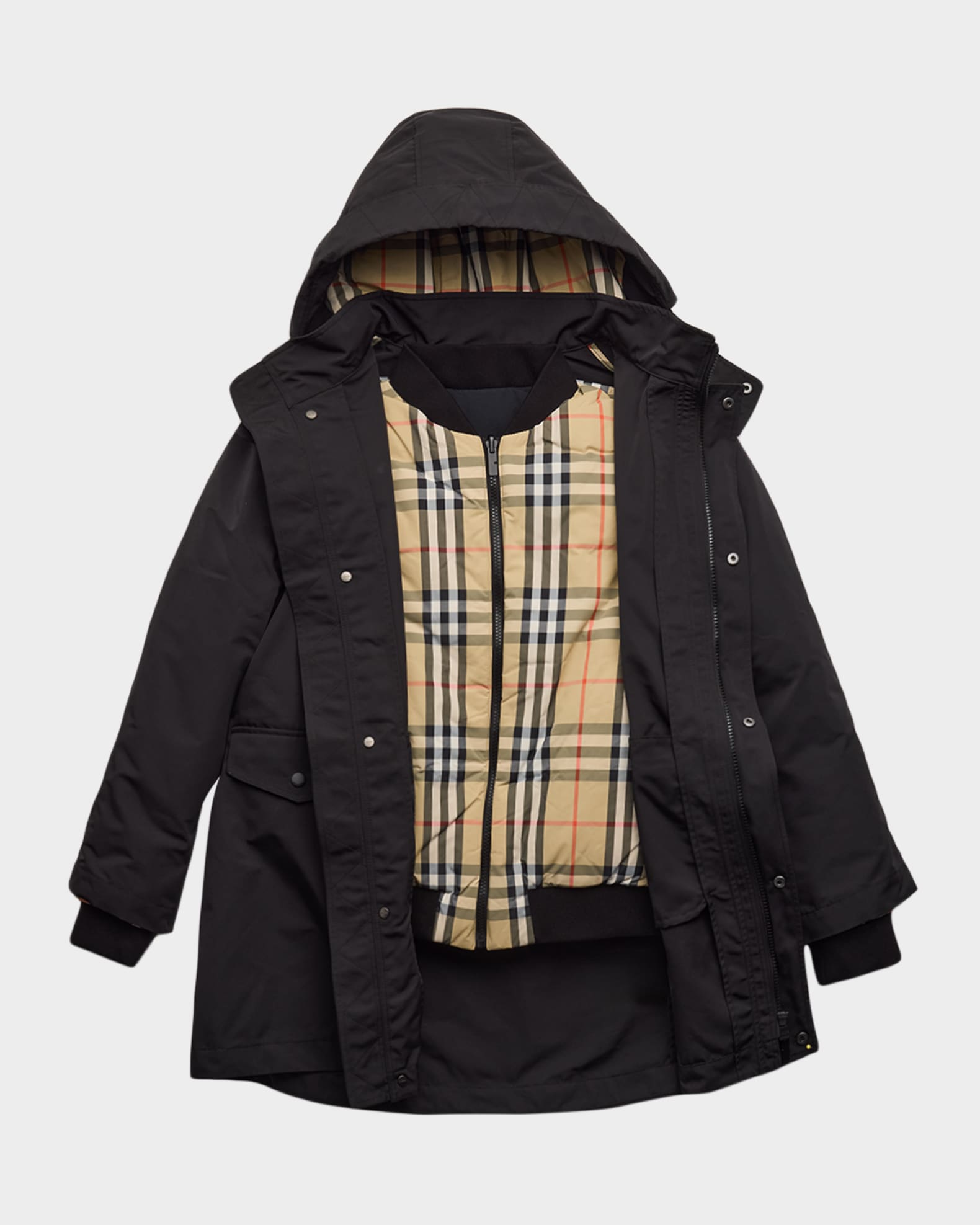 Burberry Boy's Brady Detachable Warmer Nylon Parka Jacket, Size 3