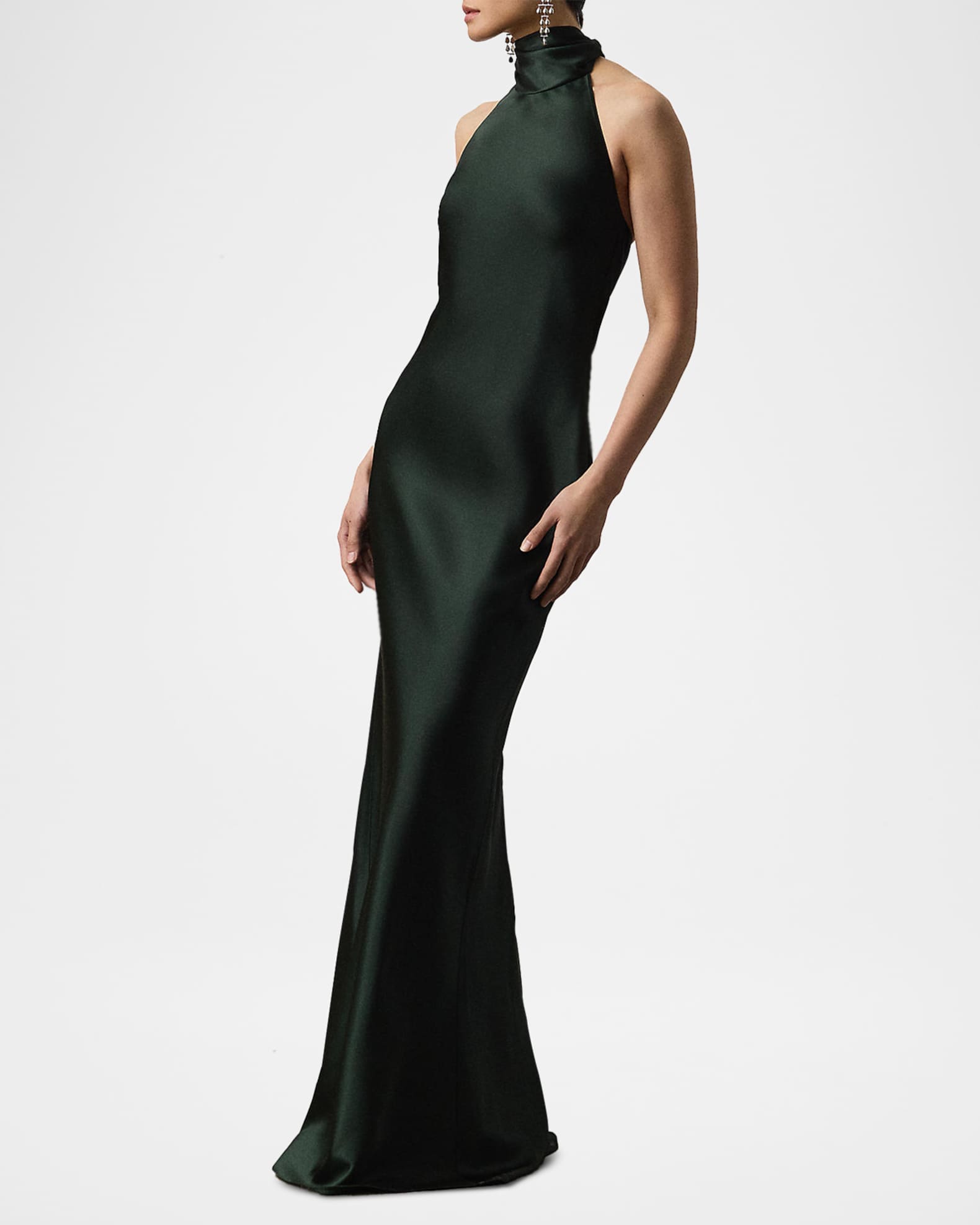 Chilton Stretch Satin Halter Evening Dress 1
