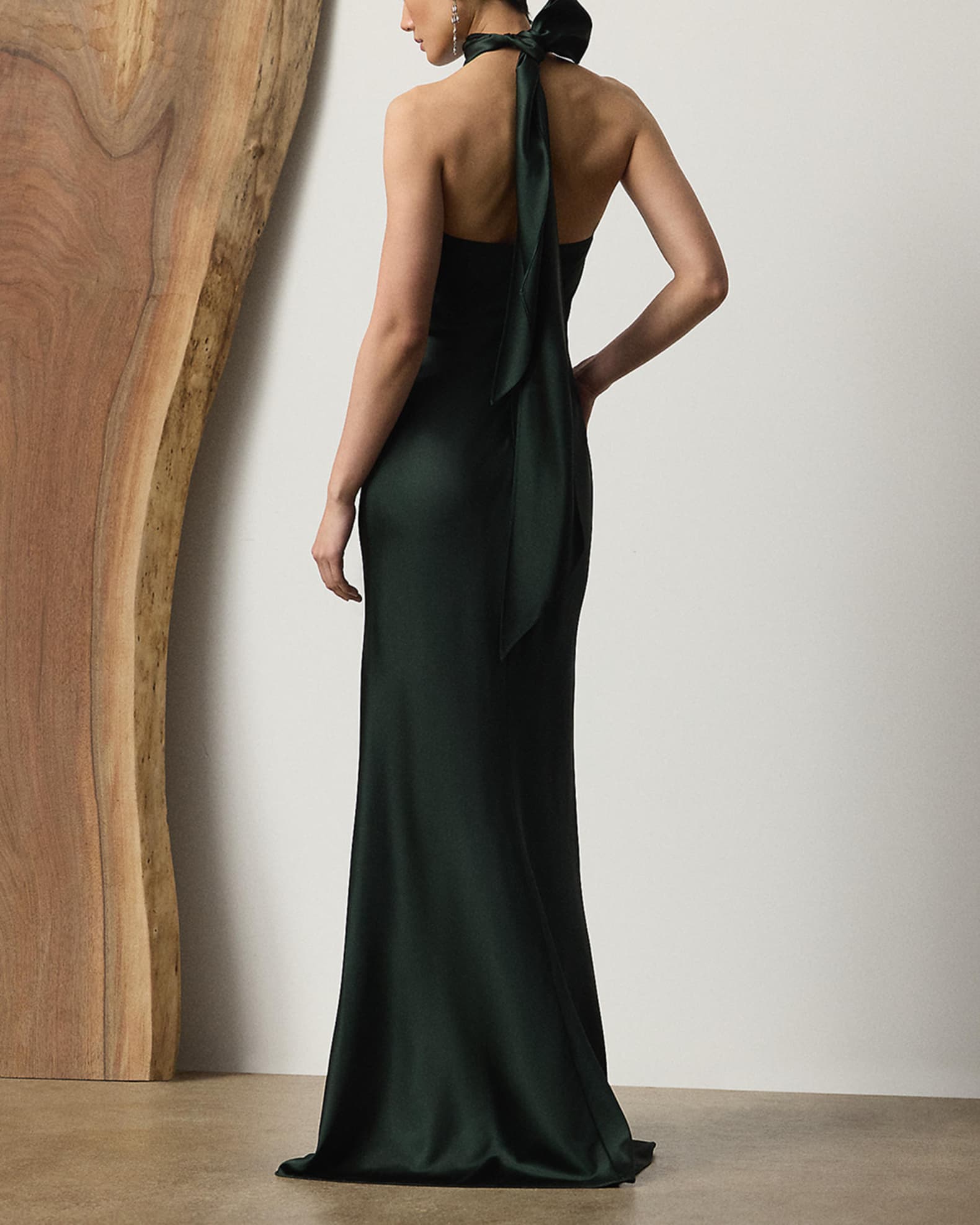 Ralph Lauren Collection Chilton Stretch Satin Halter Evening Dress