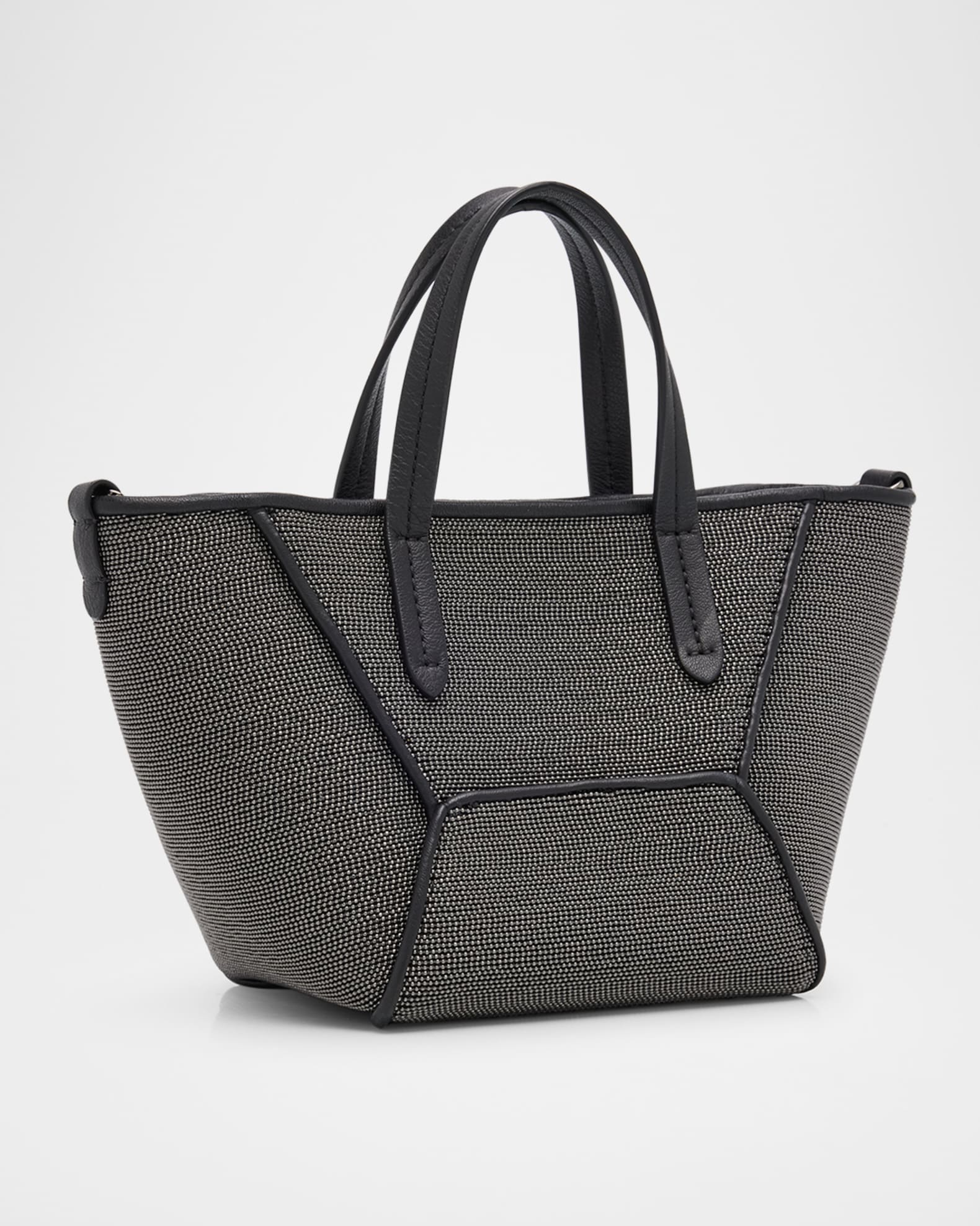 トートバッグ BRUNELLO CUCINELLI BC DUO MINI TOTE BAG IN LAMINATED LEATHER Calfskin BC Duo bag for Woman in Pine Cone Brown | Brunello