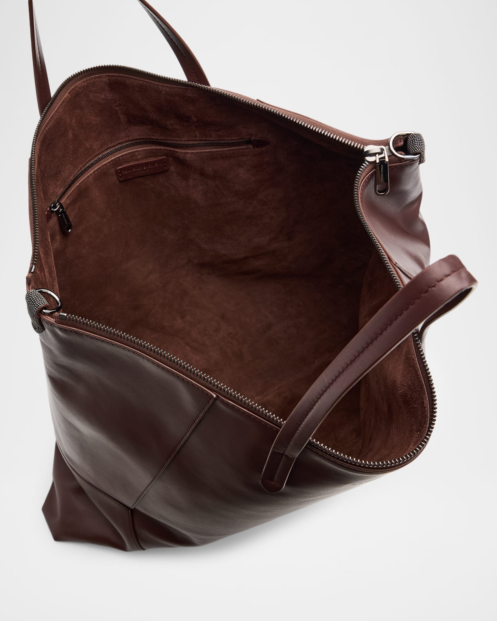 Brunello Cucinelli Duo Large Leather Shopper Tote Bag