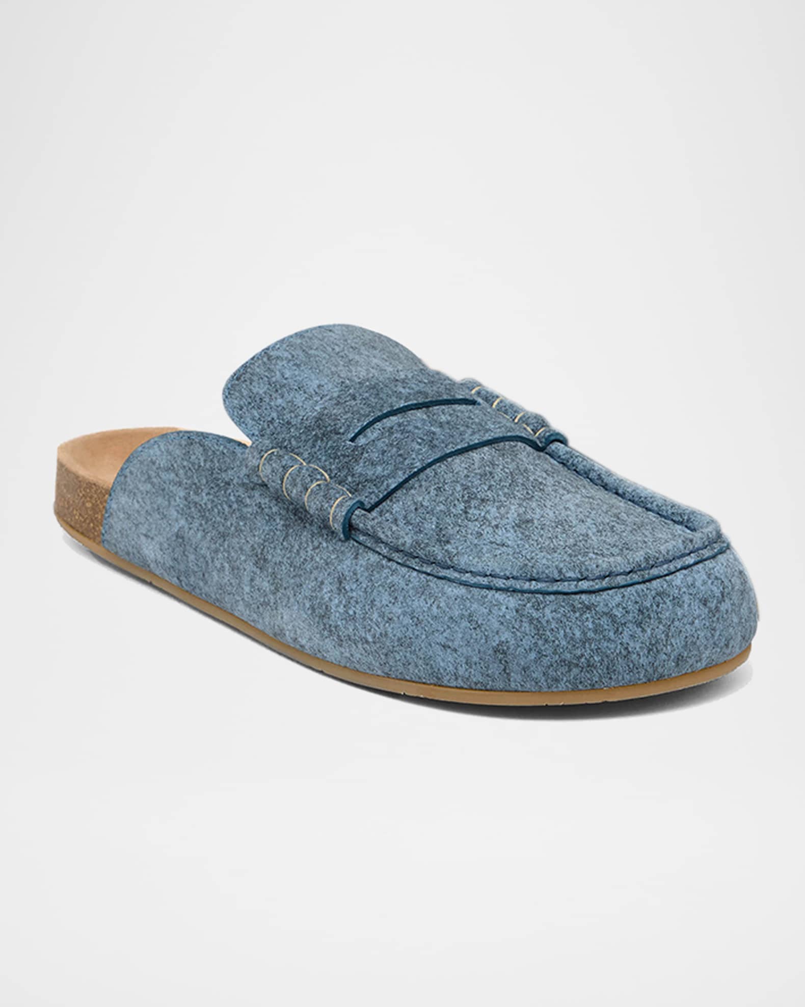 Suede Stitch Loafer Mules 1