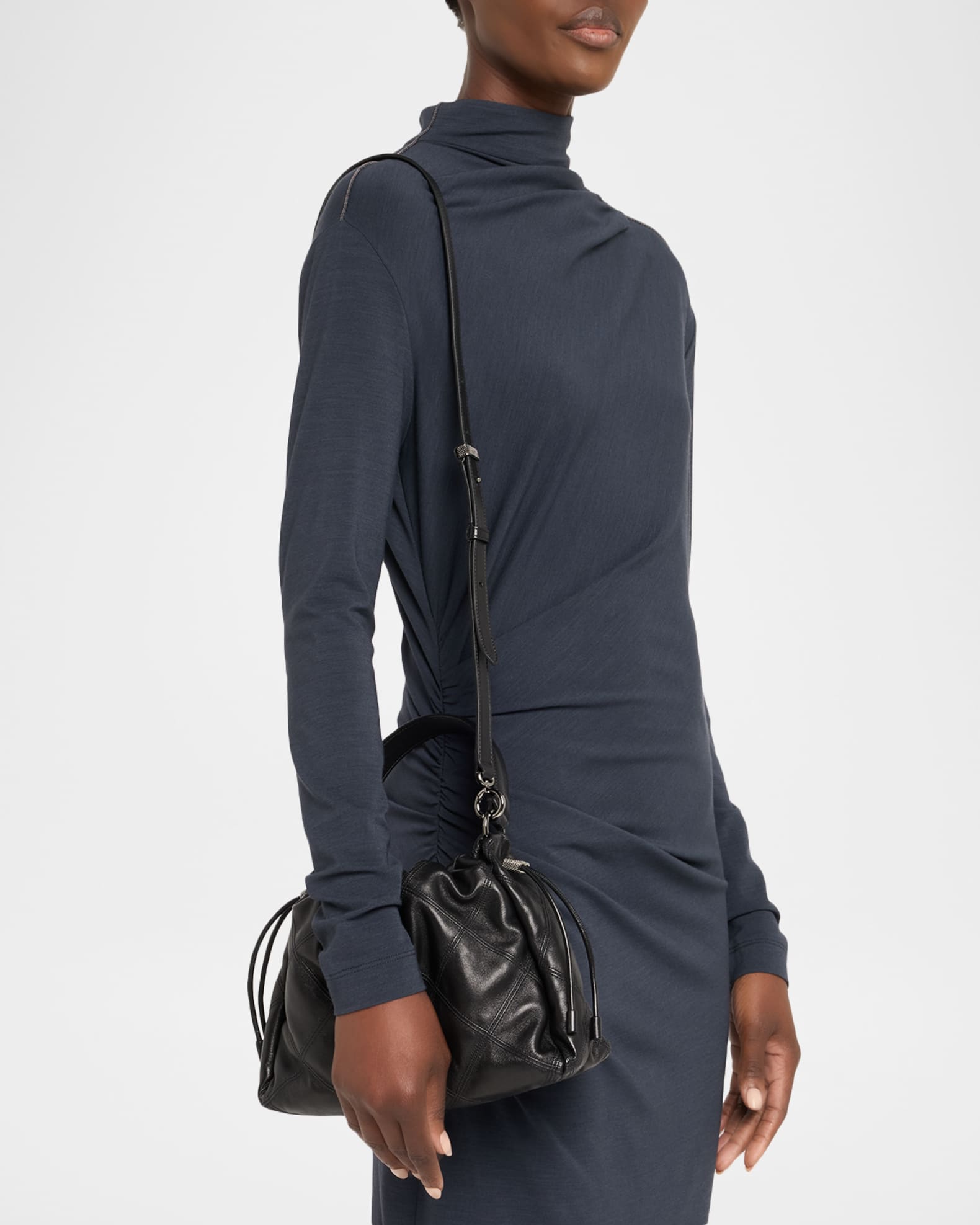 Small Quilted Leather Bucket Bag 1