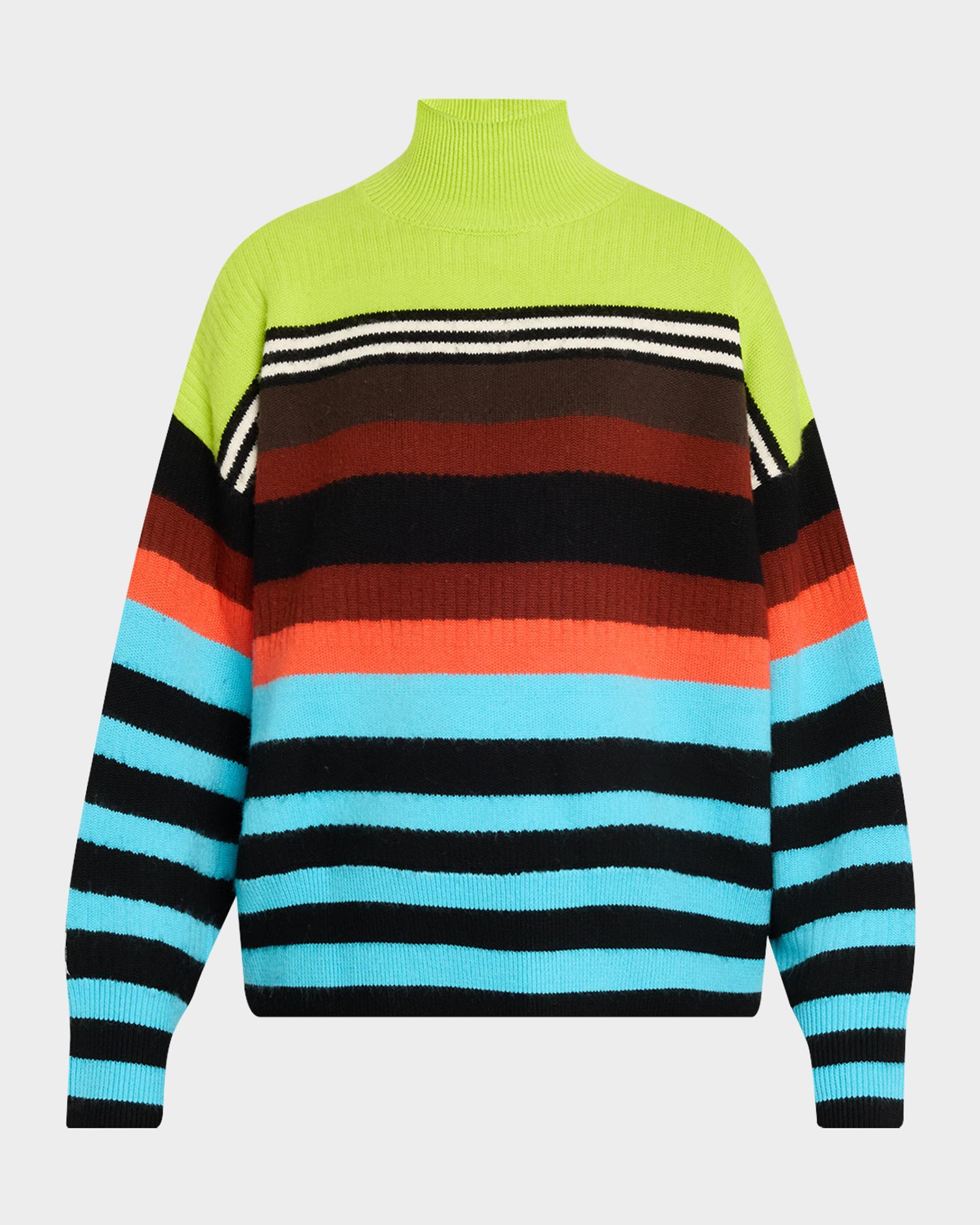 CHRISTOPHER JOHN ROGERS Striped Brushed Wool Turtleneck Sweater 