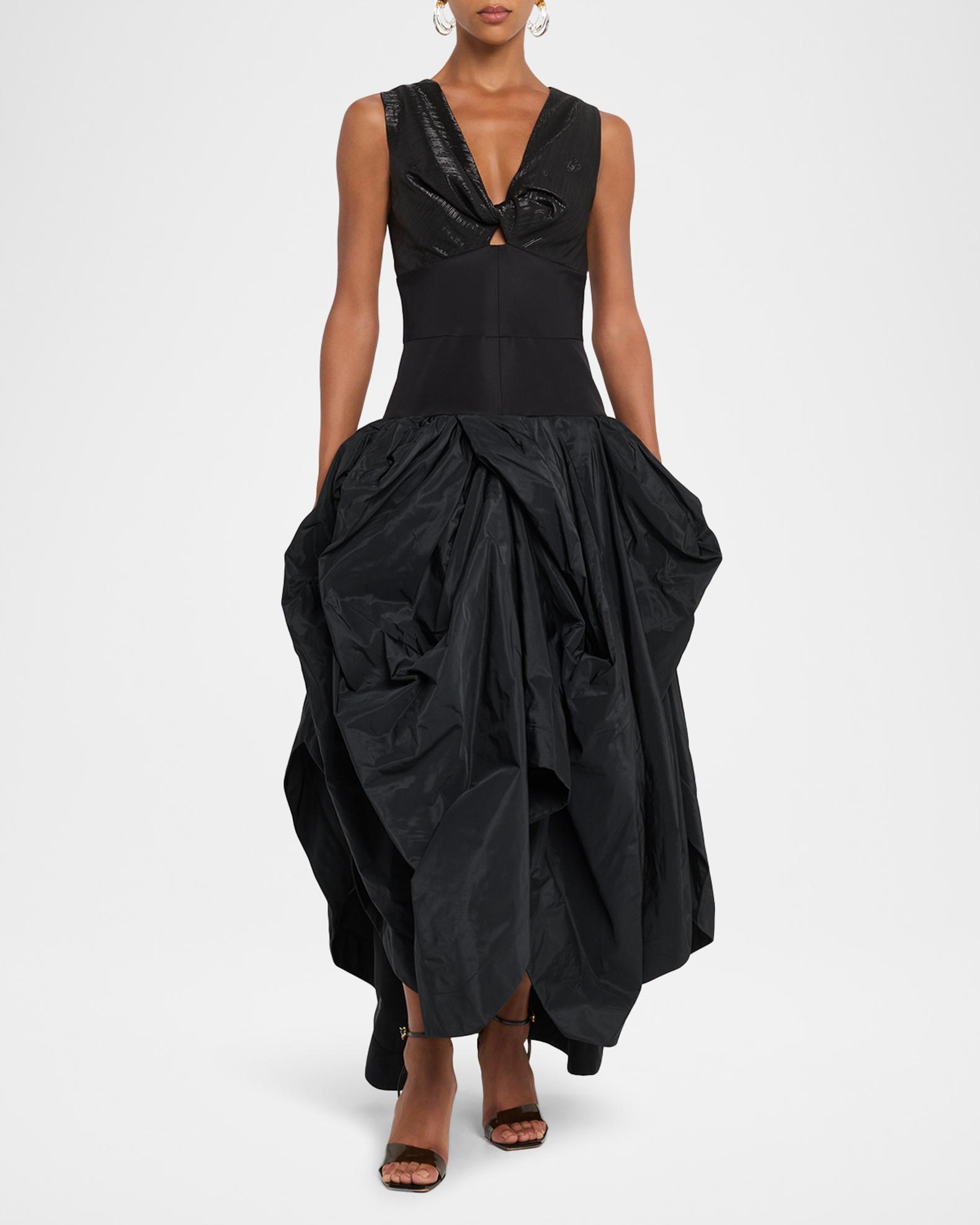 christopher john rogers maxi dress CHRISTOPHER JOHN ROGERS Draped Bustier Sleeveless Maxi Dress, Black, Women's, 10, Casual & Work Dresses Maxi Dresses