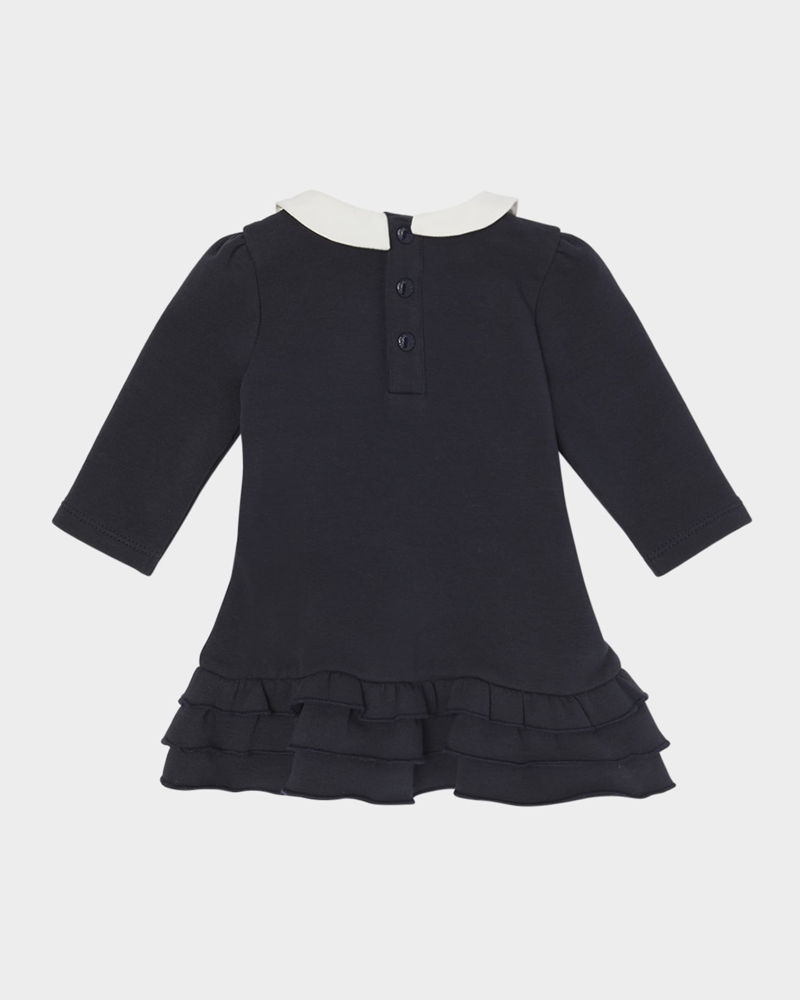 Girl's Long-Sleeve Ruffled Skirt Jersey Dress, Size 6M-3 1