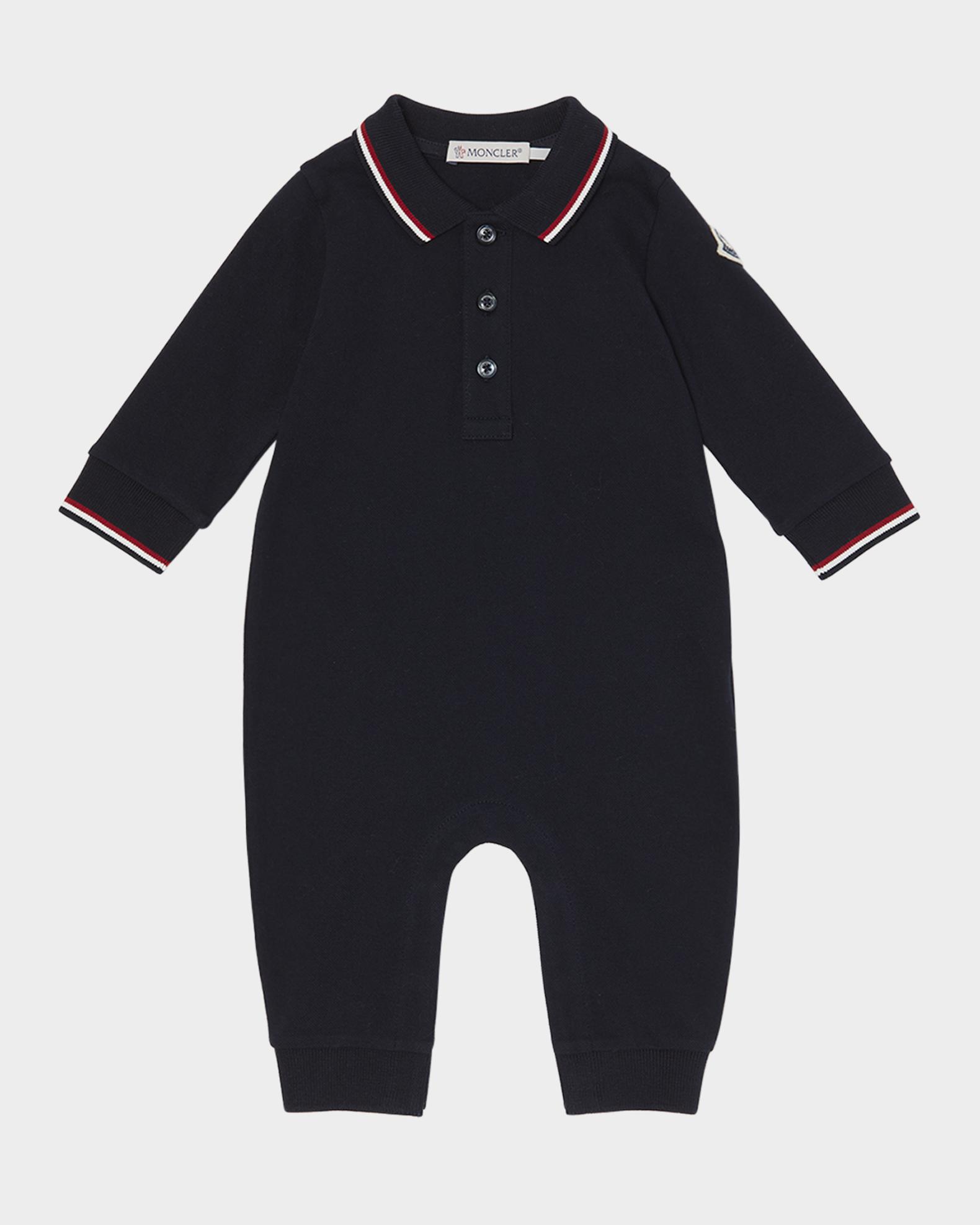 Moncler Boy's Long-Sleeve Stretch Cotton Polo Romper, Size 1M-3 ...