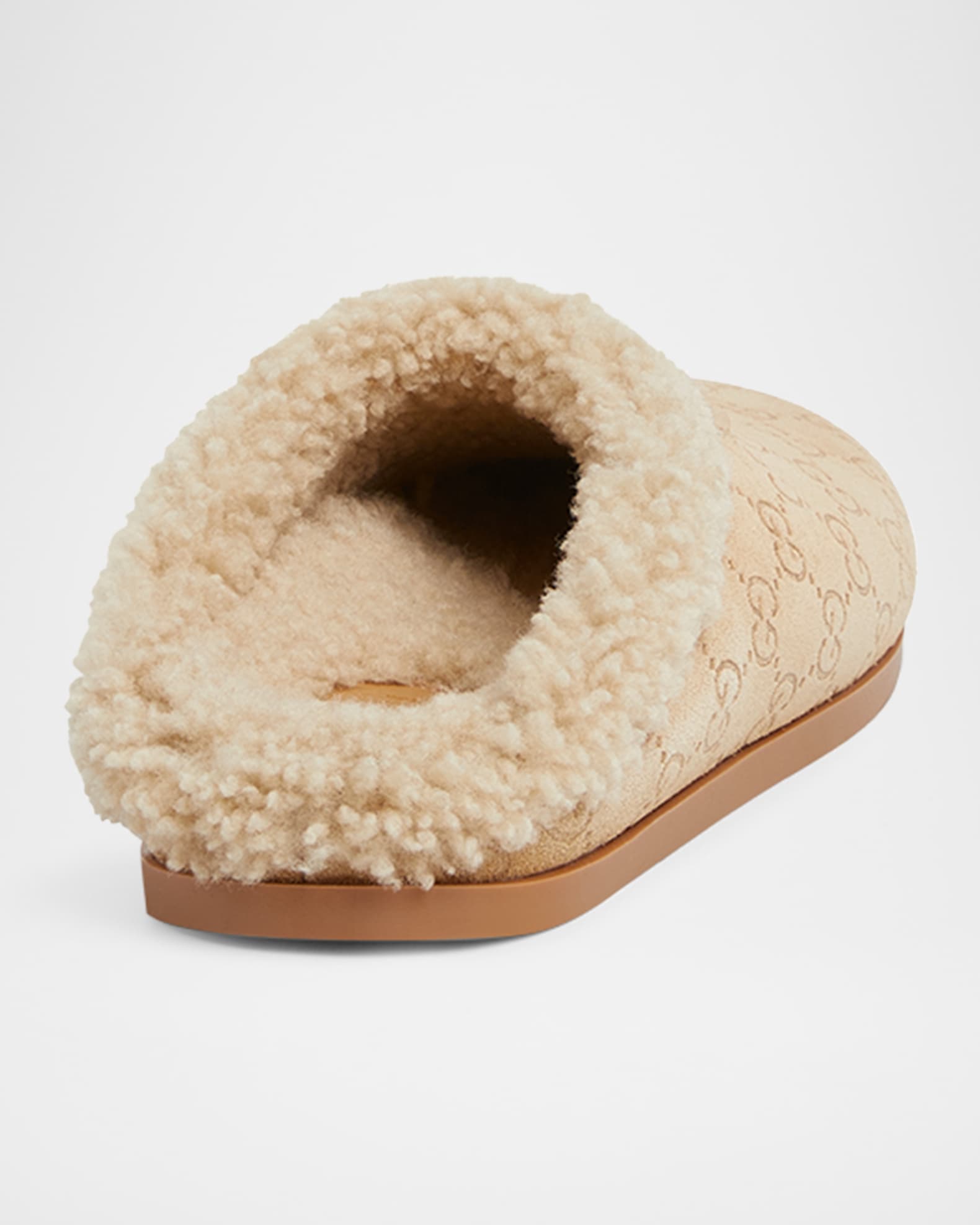 Gucci New Sol Suede Shearling Horsebit Mules | Neiman Marcus