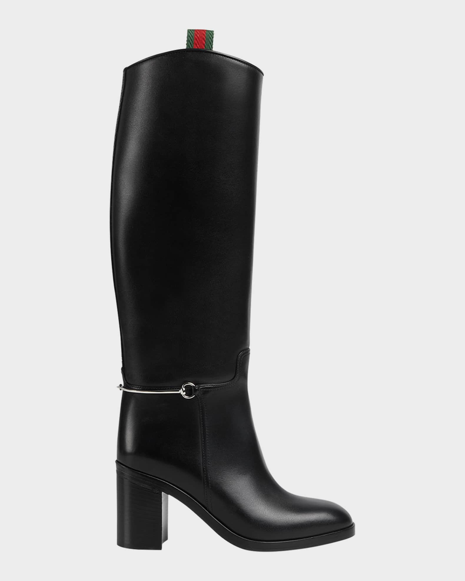 Gucci Marot Leather Charlotte Knee-High Boots | Neiman Marcus