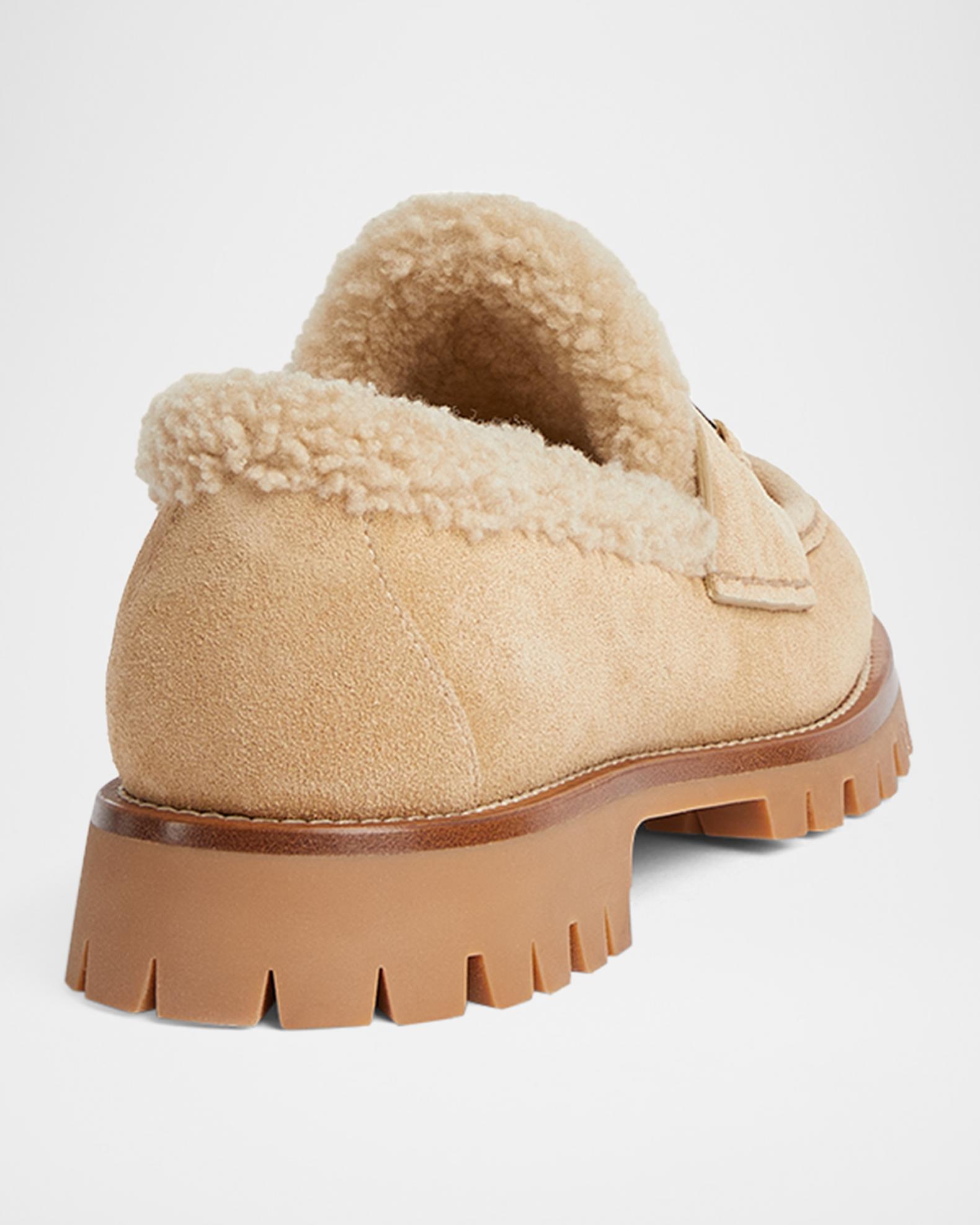 Gucci Sylke Suede Shearling-Lined Horsebit Loafers | Neiman  display picture 3