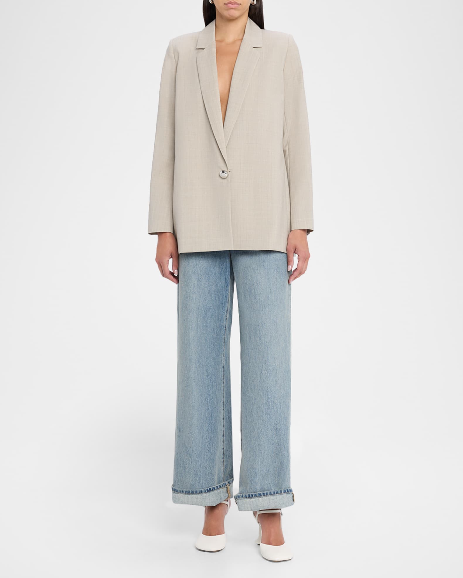 Loewe Pebble Button Single-Breasted Wrap Blazer | Neiman Marcus