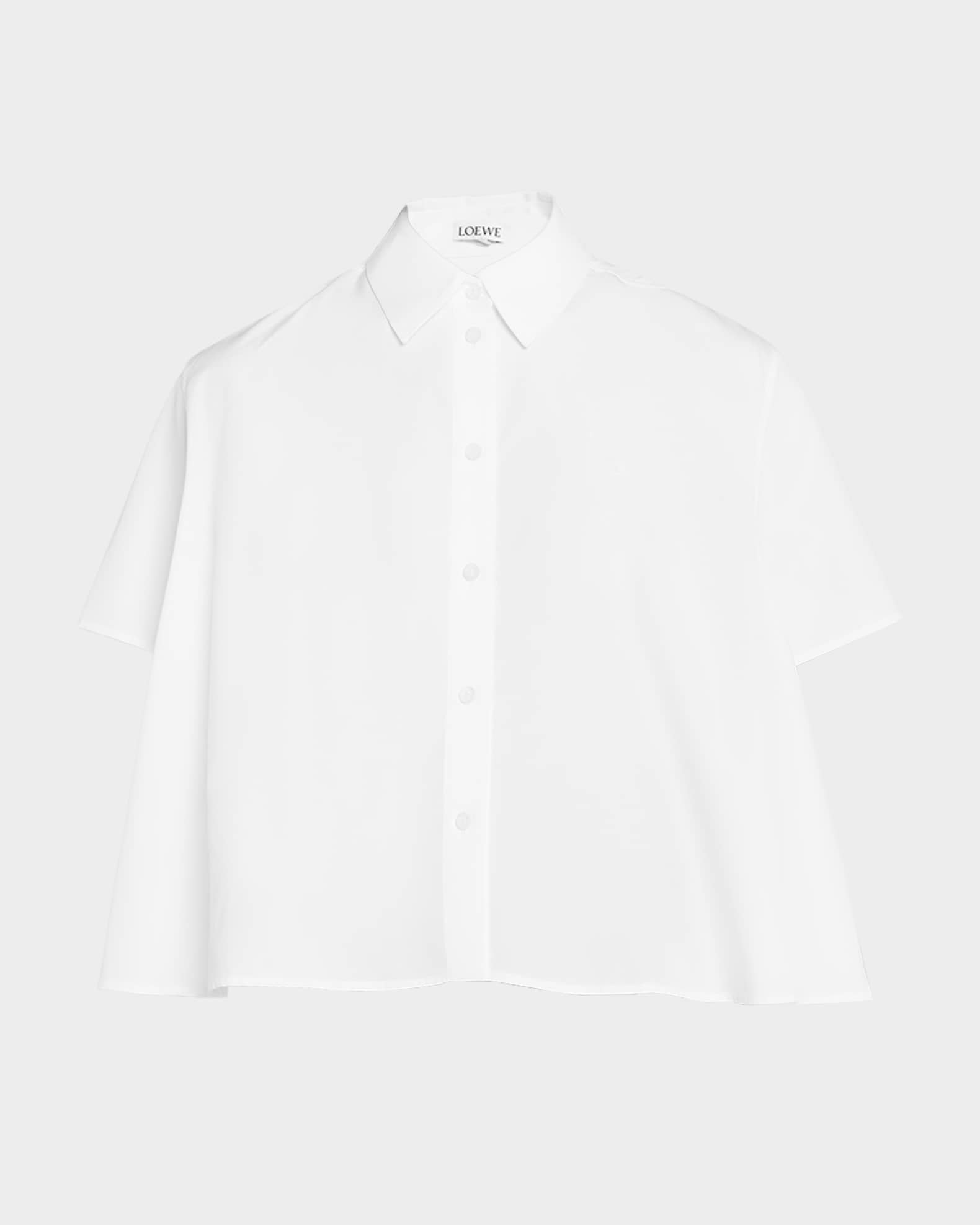 Poplin Short-Sleeve Trapeze Blouse 0