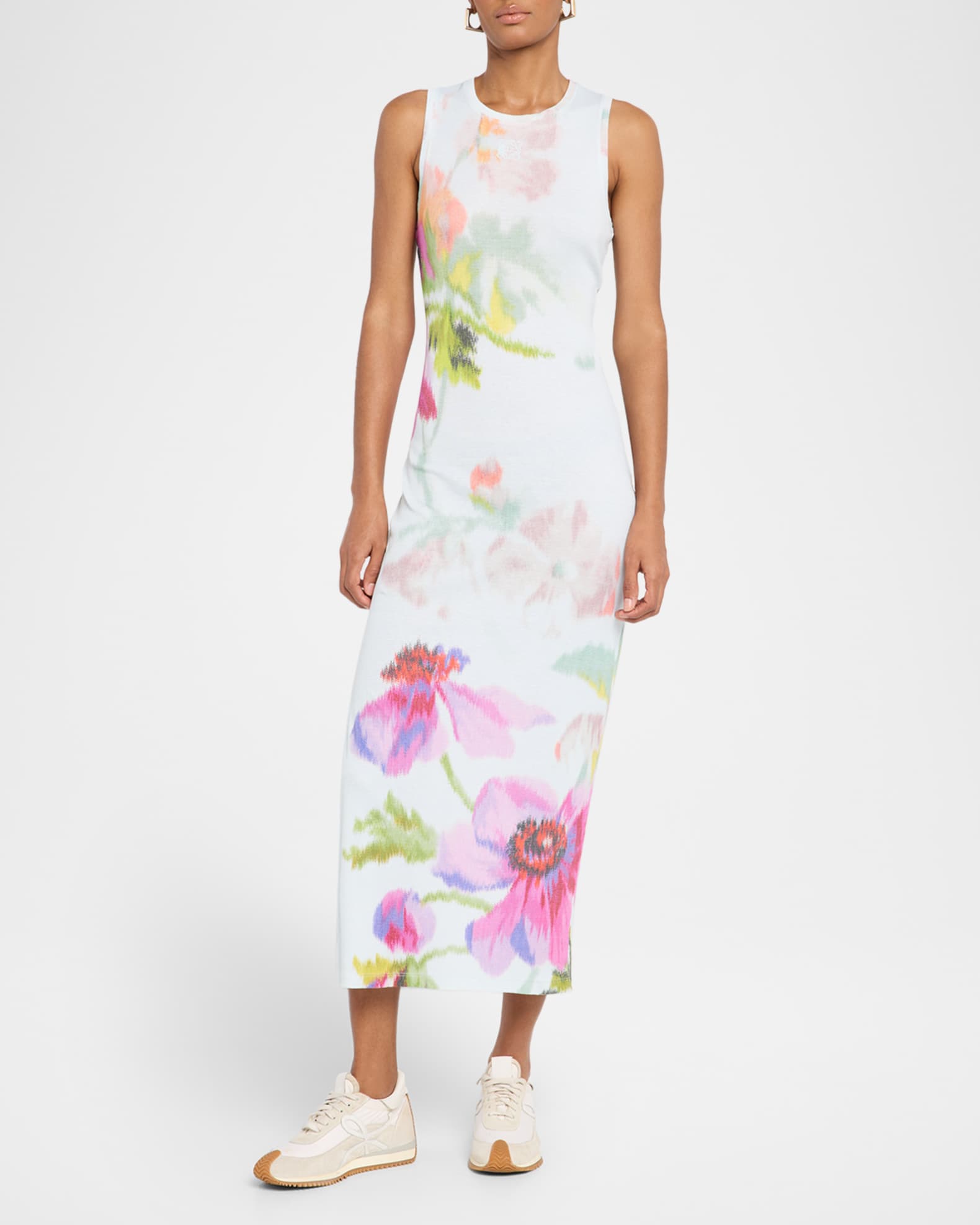 【関税込み】LOEWE Floral dress LOEWE Floral-print ribbed silk and cotton-blend midi dress
