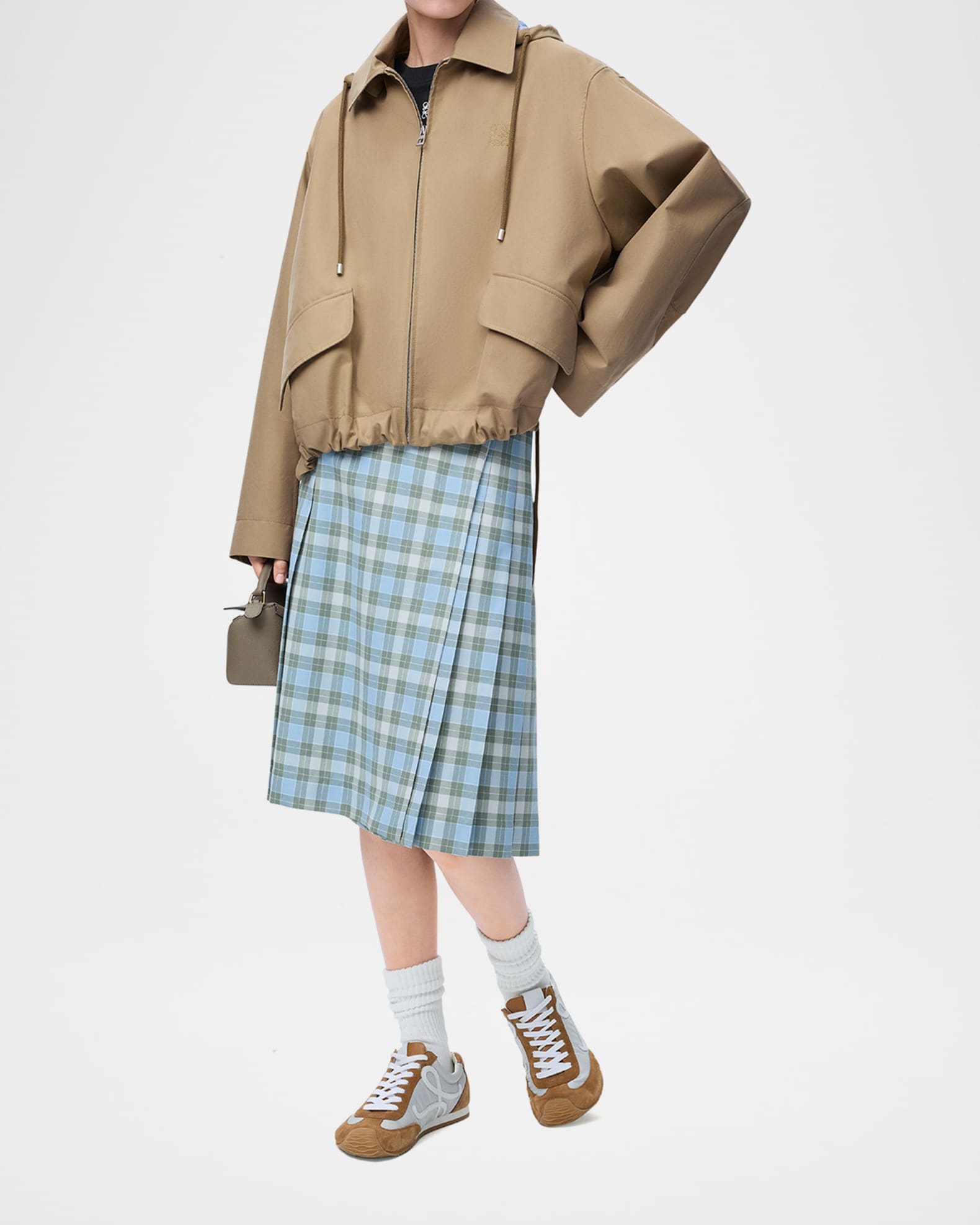 Loewe Striped Lining Slit-Back Hooded Jacket | Neiman Marcus