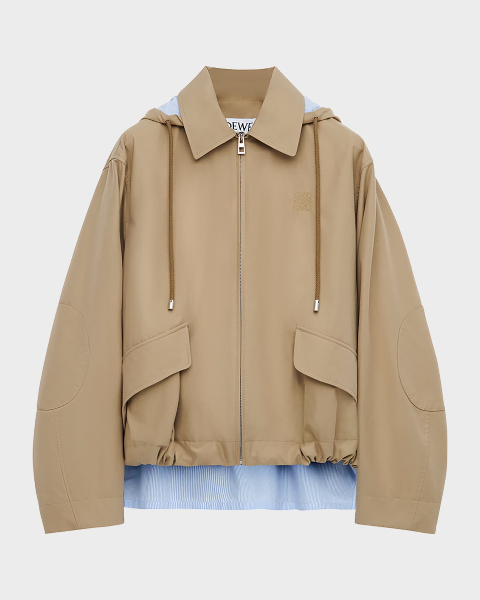 Loewe Striped Lining Slit-Back Hooded Jacket | Neiman Marcus