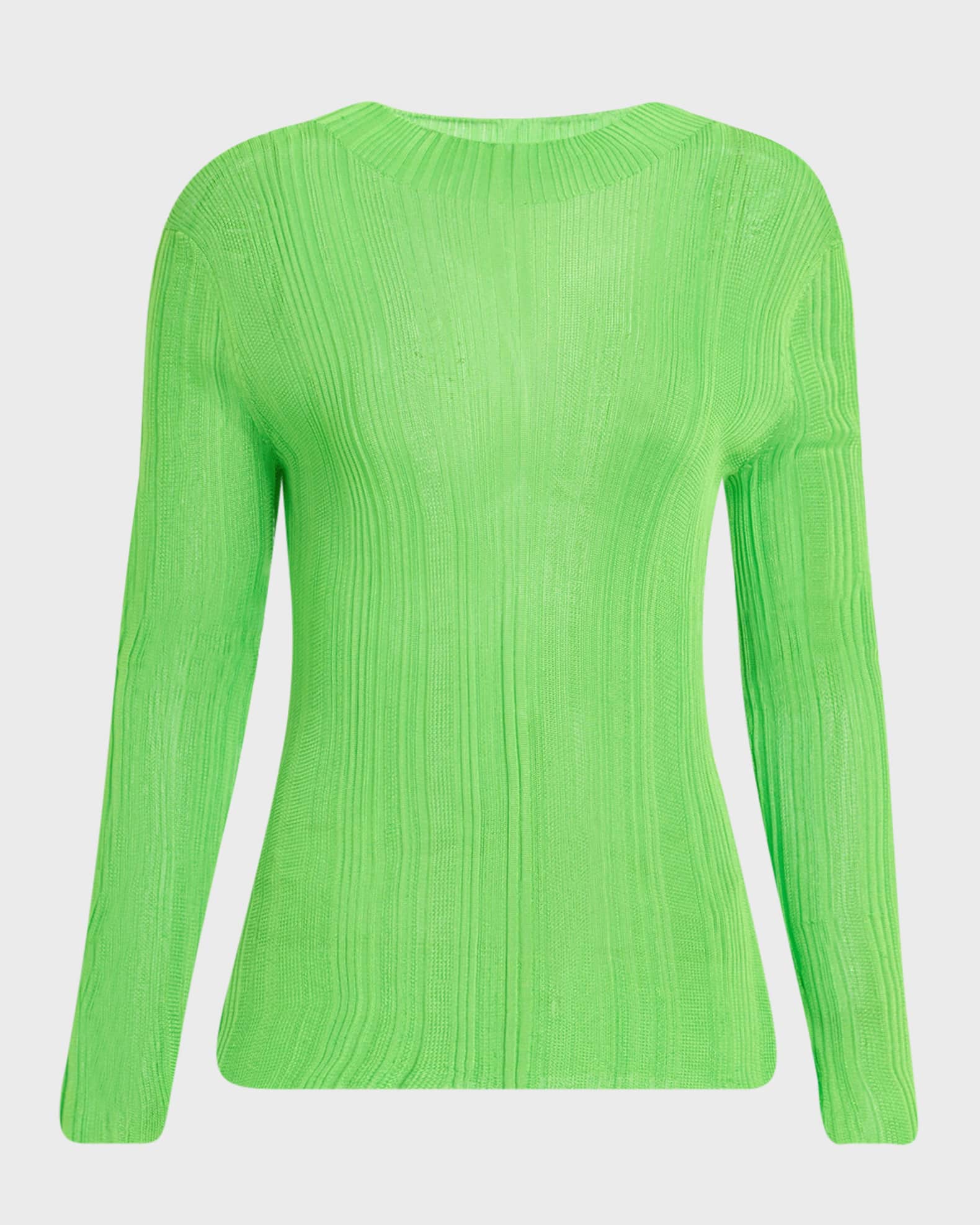 Aveda Mock-Neck Silk Plisse Knit Sweater 0