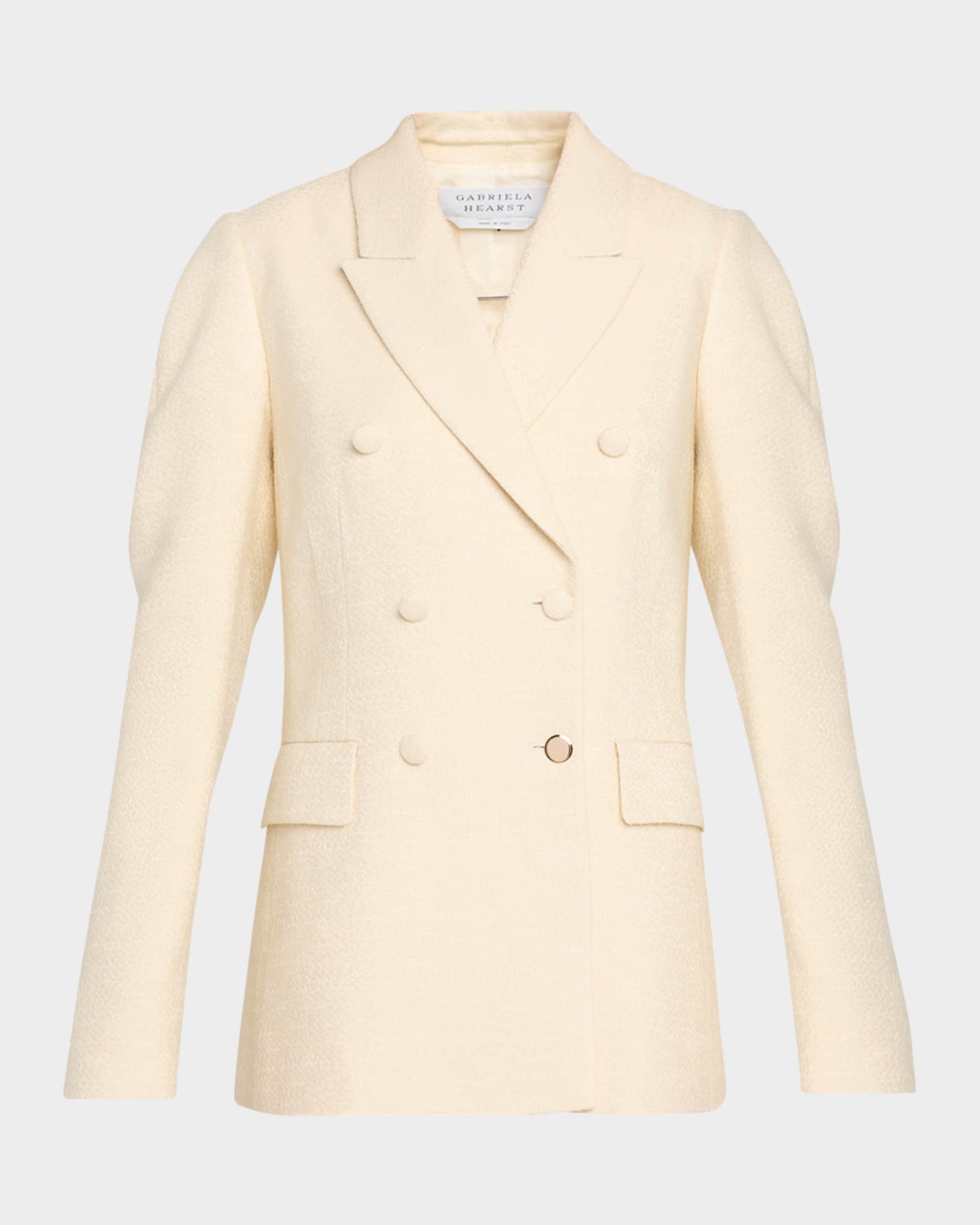 Sedna Puff-Sleeve Double-Breasted Silk Blazer 0