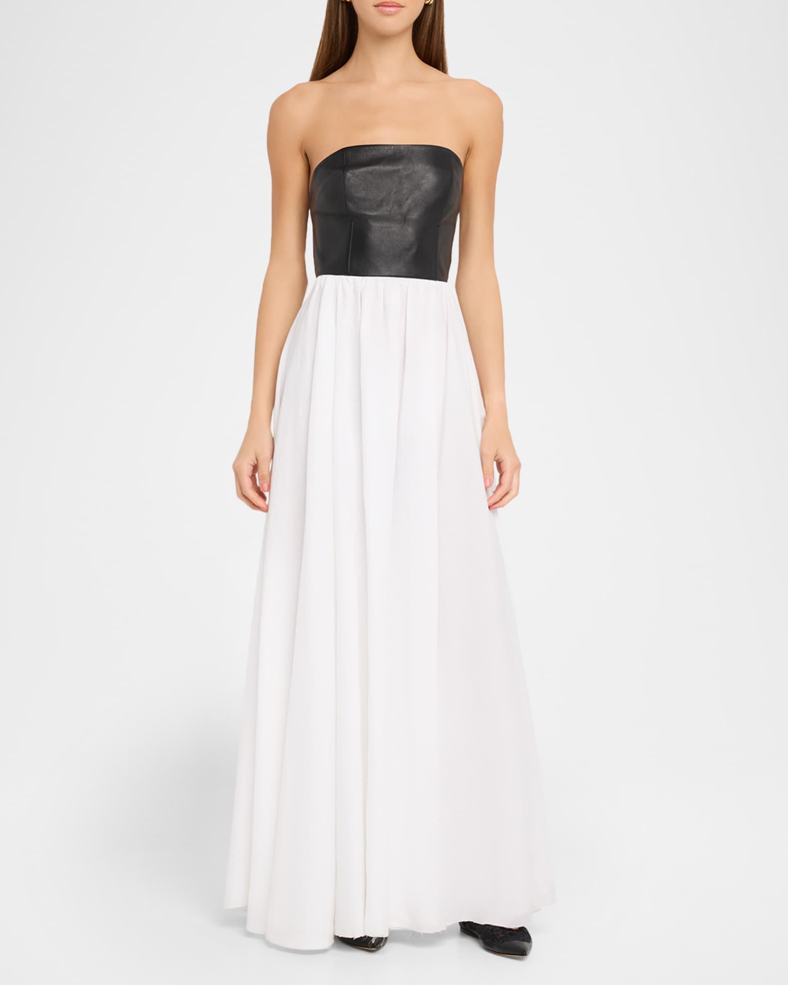 Lehti Mixed-Media Strapless Maxi Dress 1