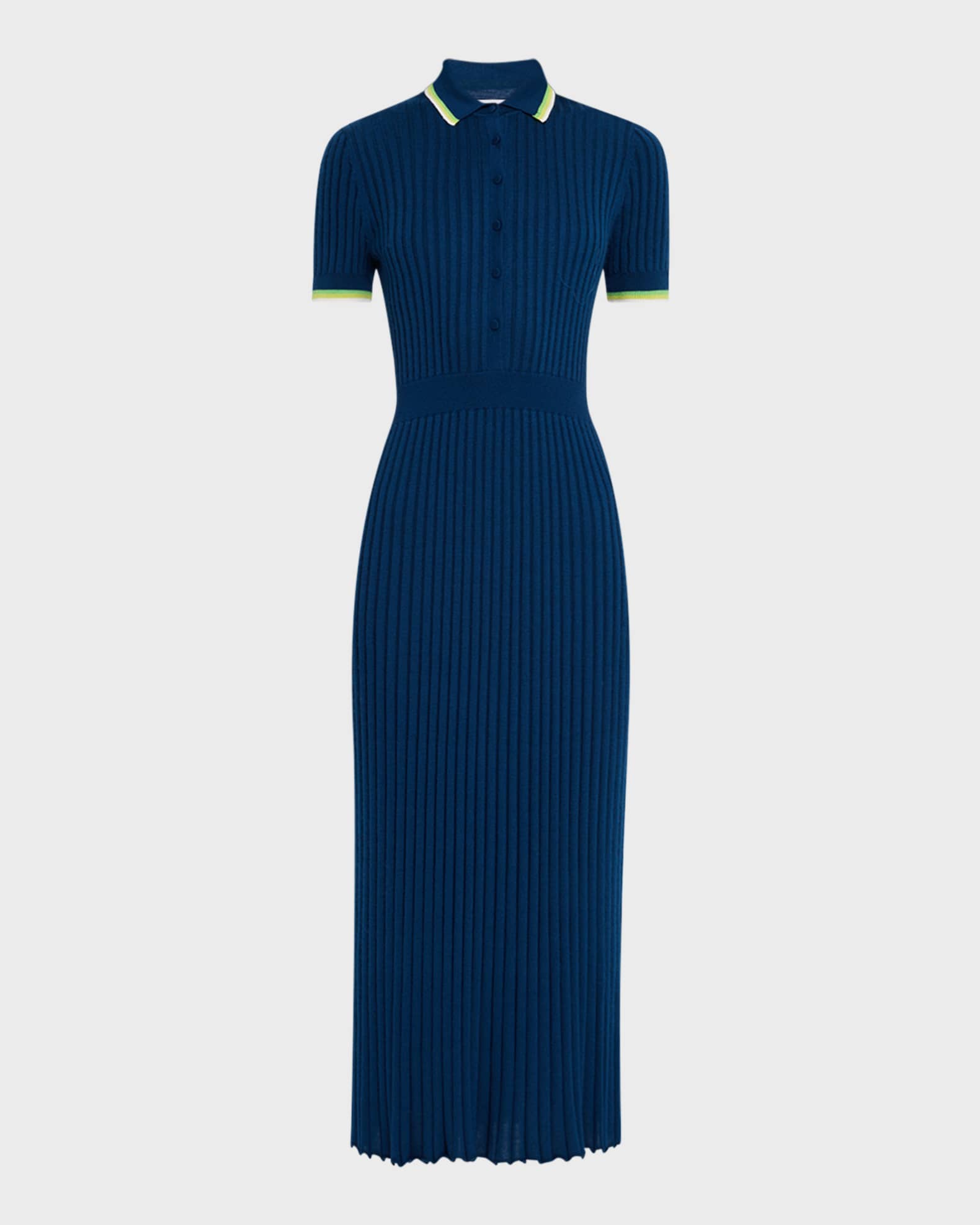 Eyot Short-Sleeve Rib Midi Polo Dress 0