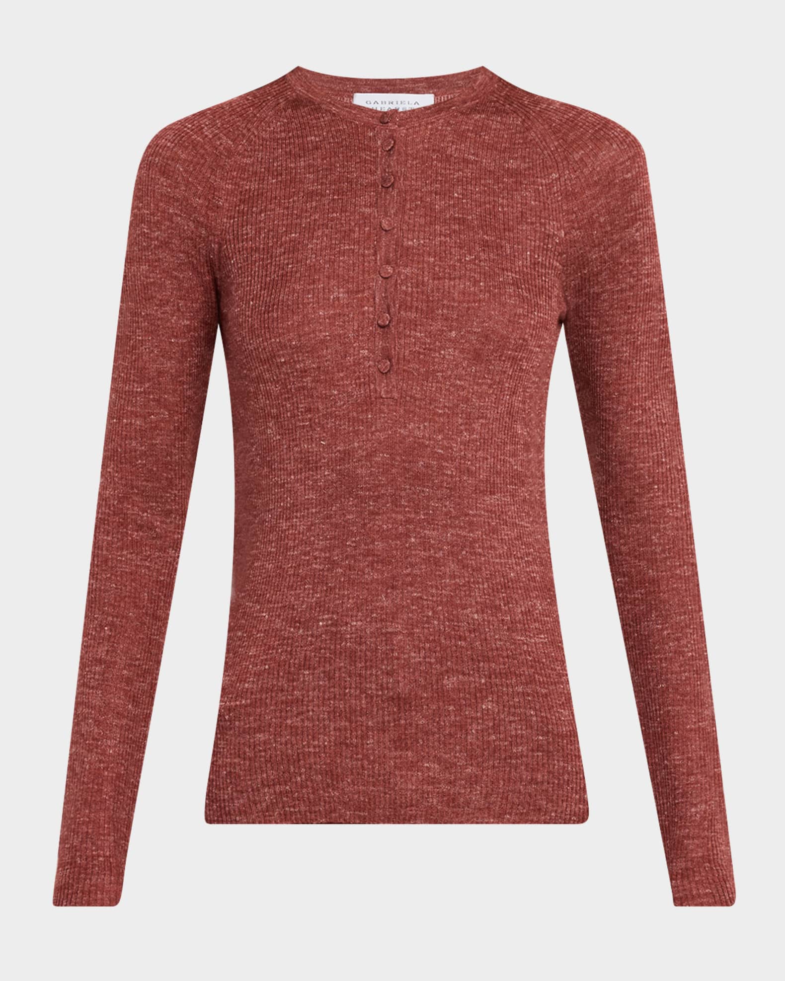 Anges Cashmere Rib Henley Sweater 0