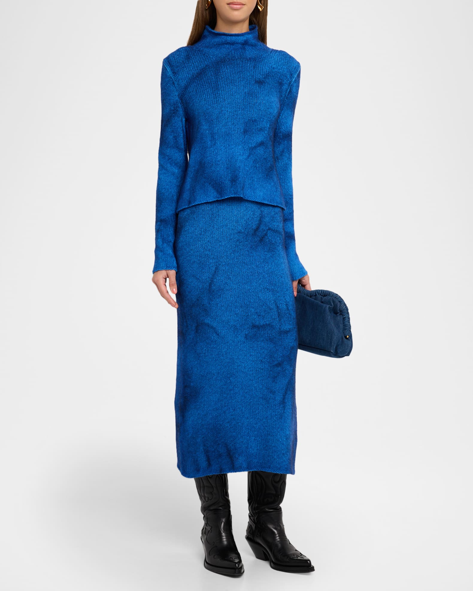 Dorcas Tie-Dye Cashmere Knit Midi Skirt 1