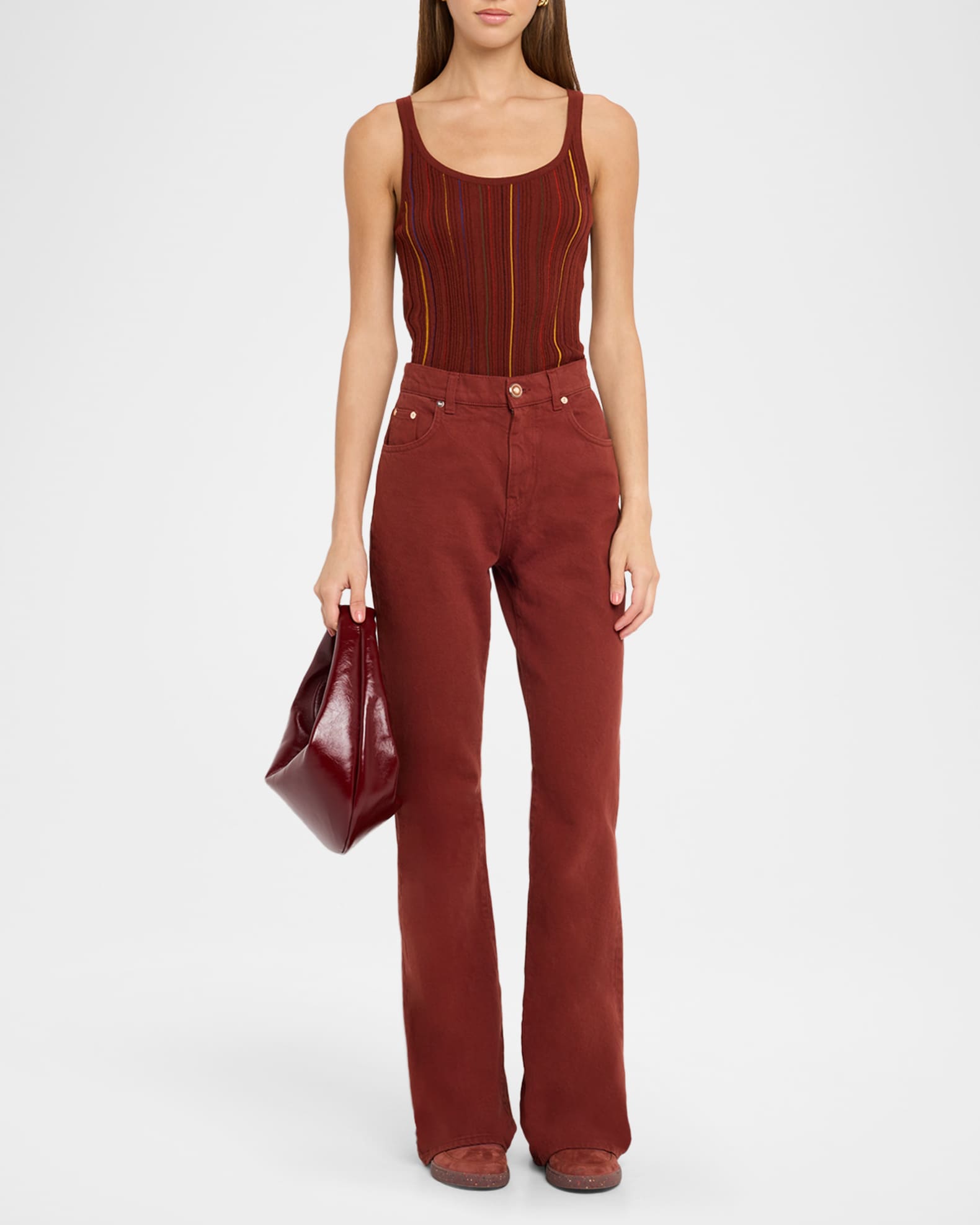 Yara Striped Plisse Knit Tank Top 1