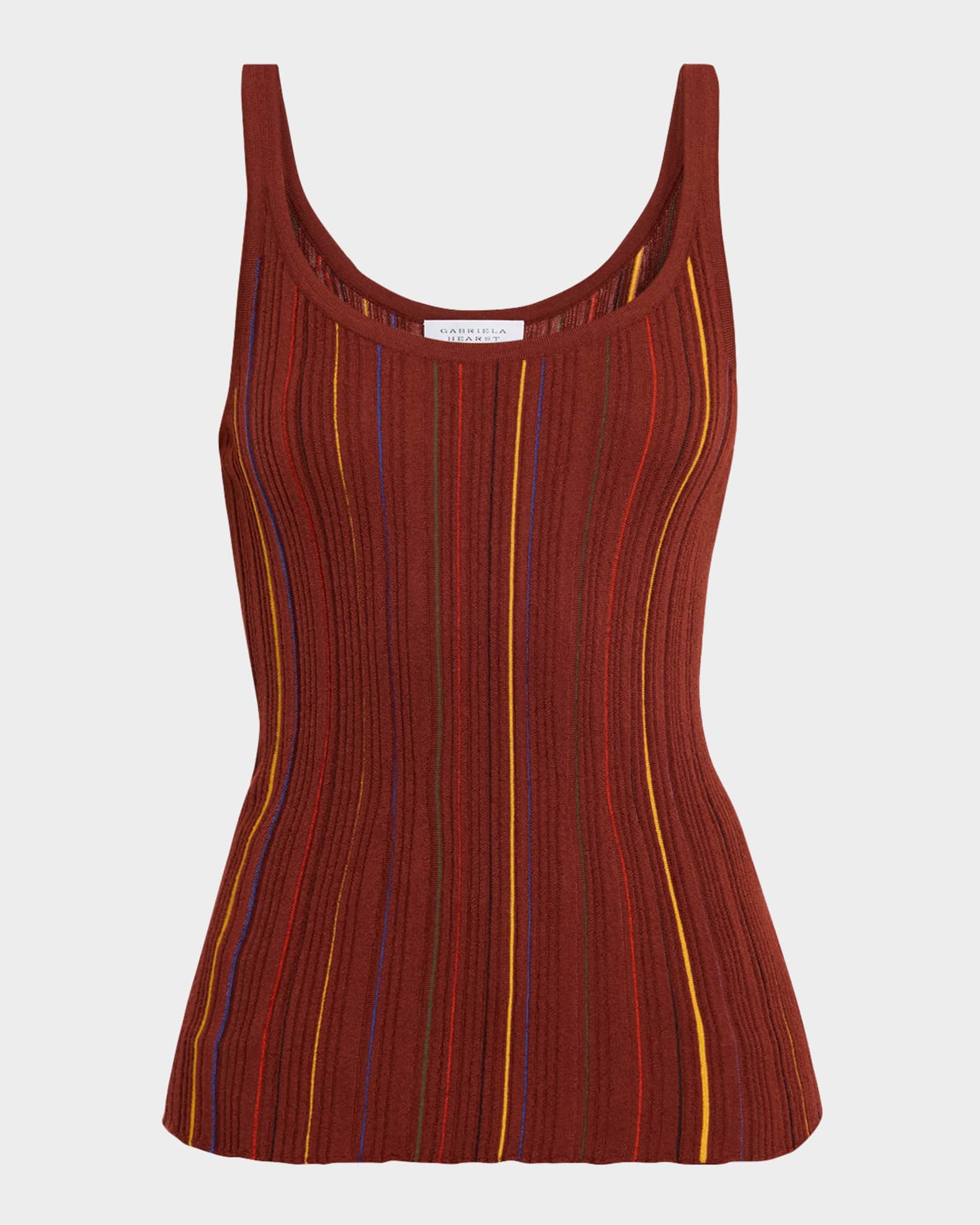 Yara Striped Plisse Knit Tank Top 0