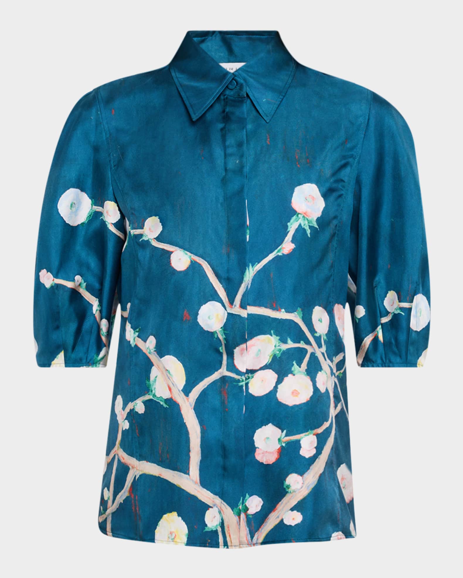 Sansi Floral Puff-Sleeve Button-Down Top 0