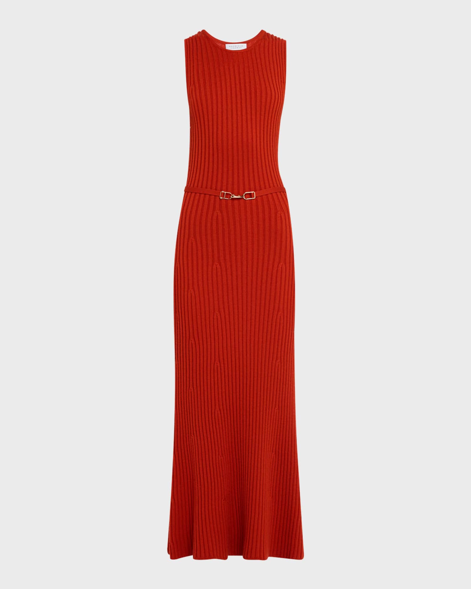 Meier Belted Cashmere Rib Midi Dress 0