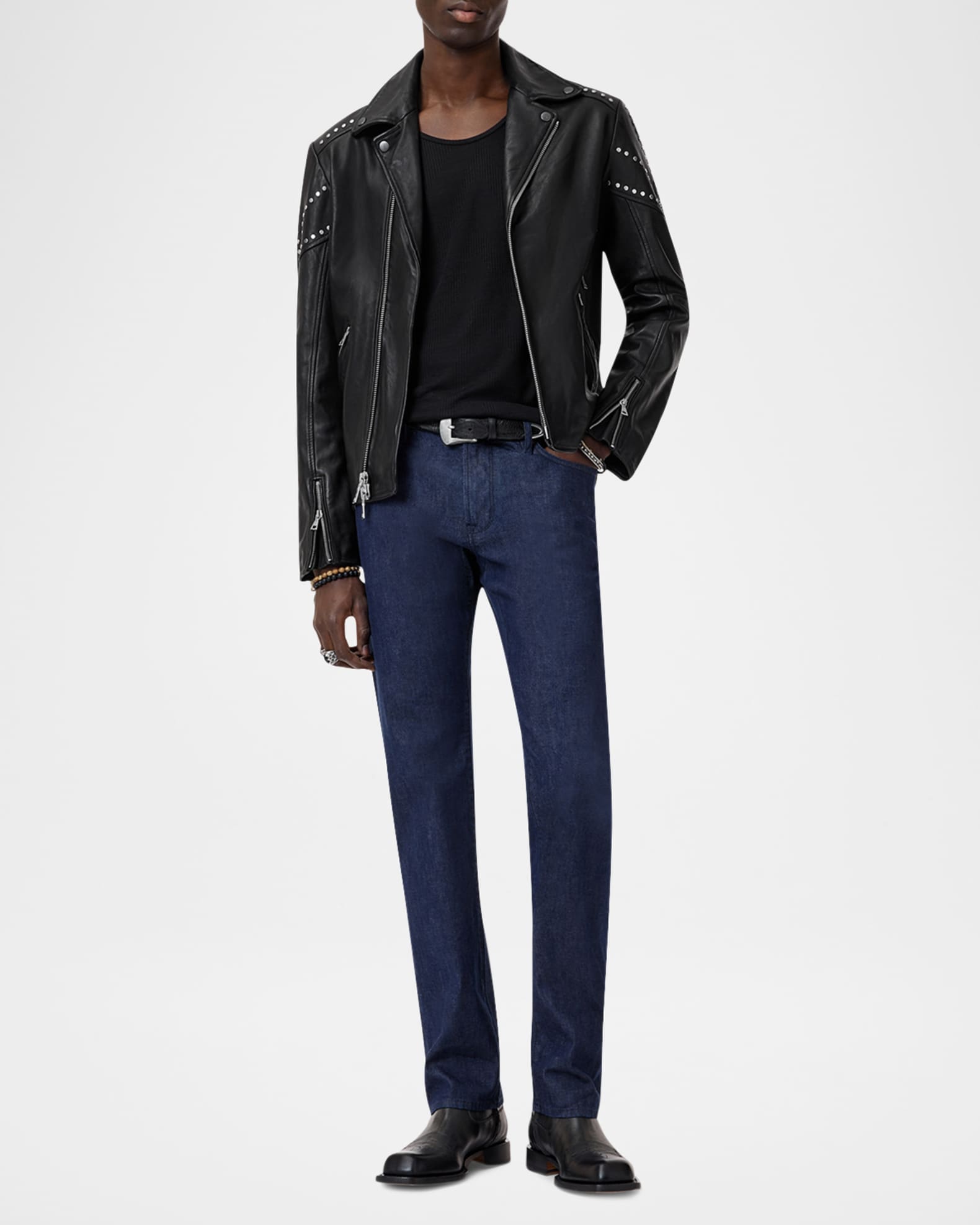 Men's Daniel Studded Leather Biker Jacket 1