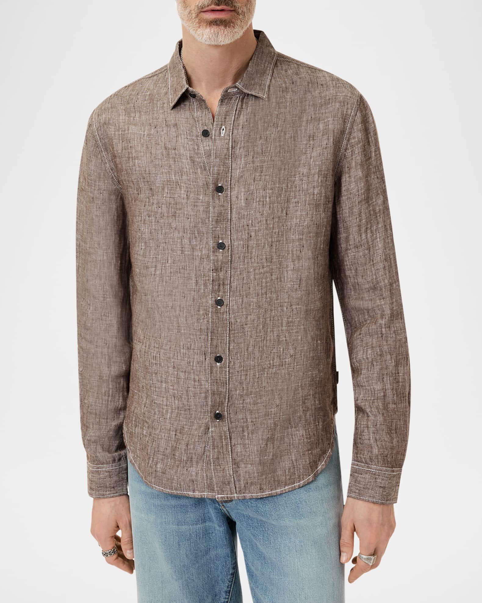 Men's Ben Linen Casual Button-Down Shirt 1