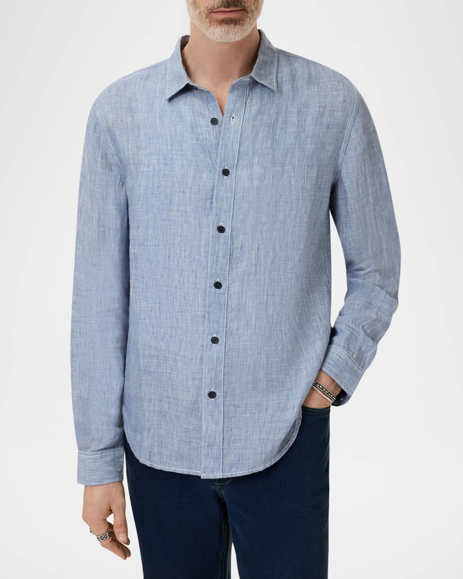 Men's Ben Linen Casual Button-Down Shirt 1