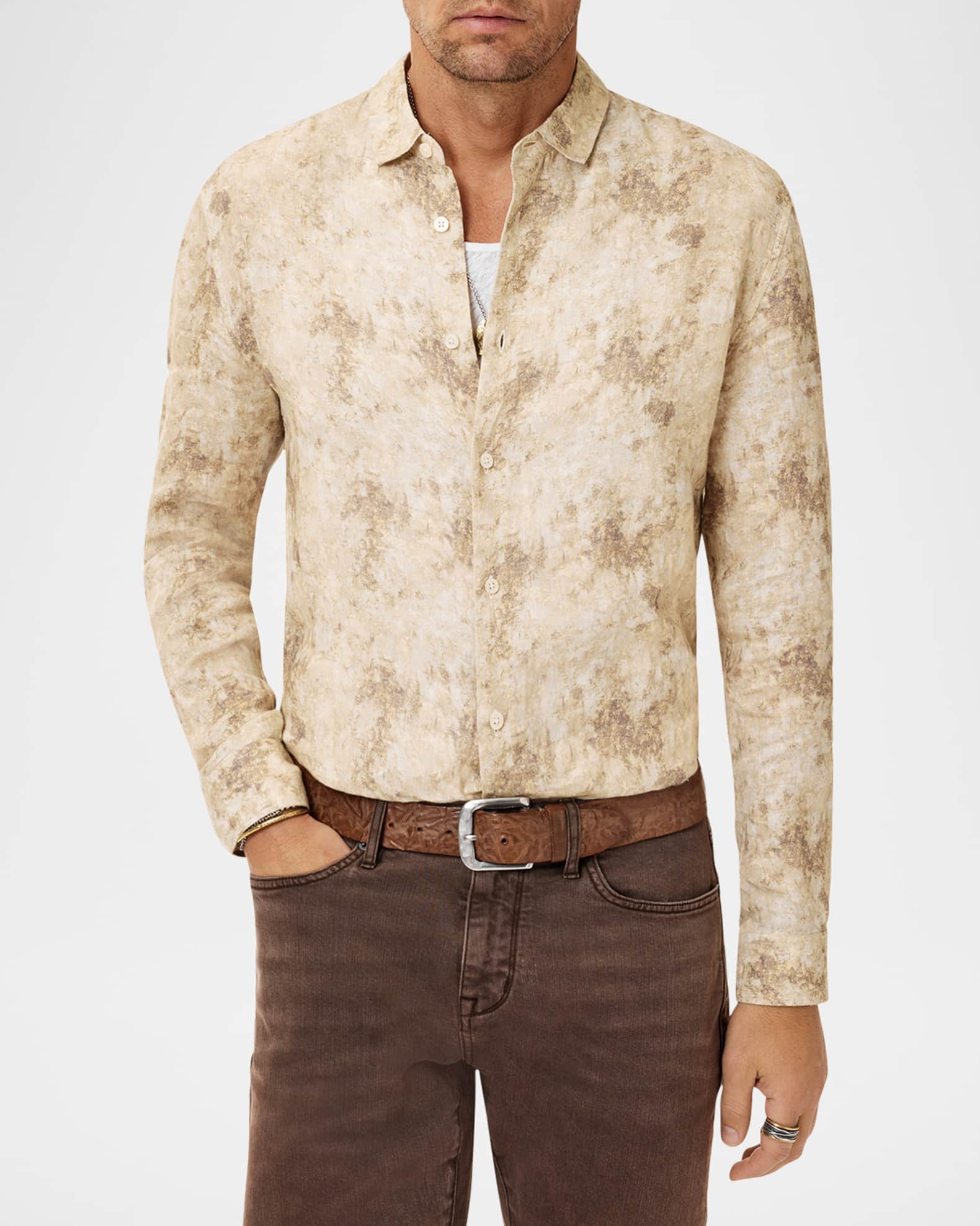 Men's Luca Linen Abstract Sport Shirt 1