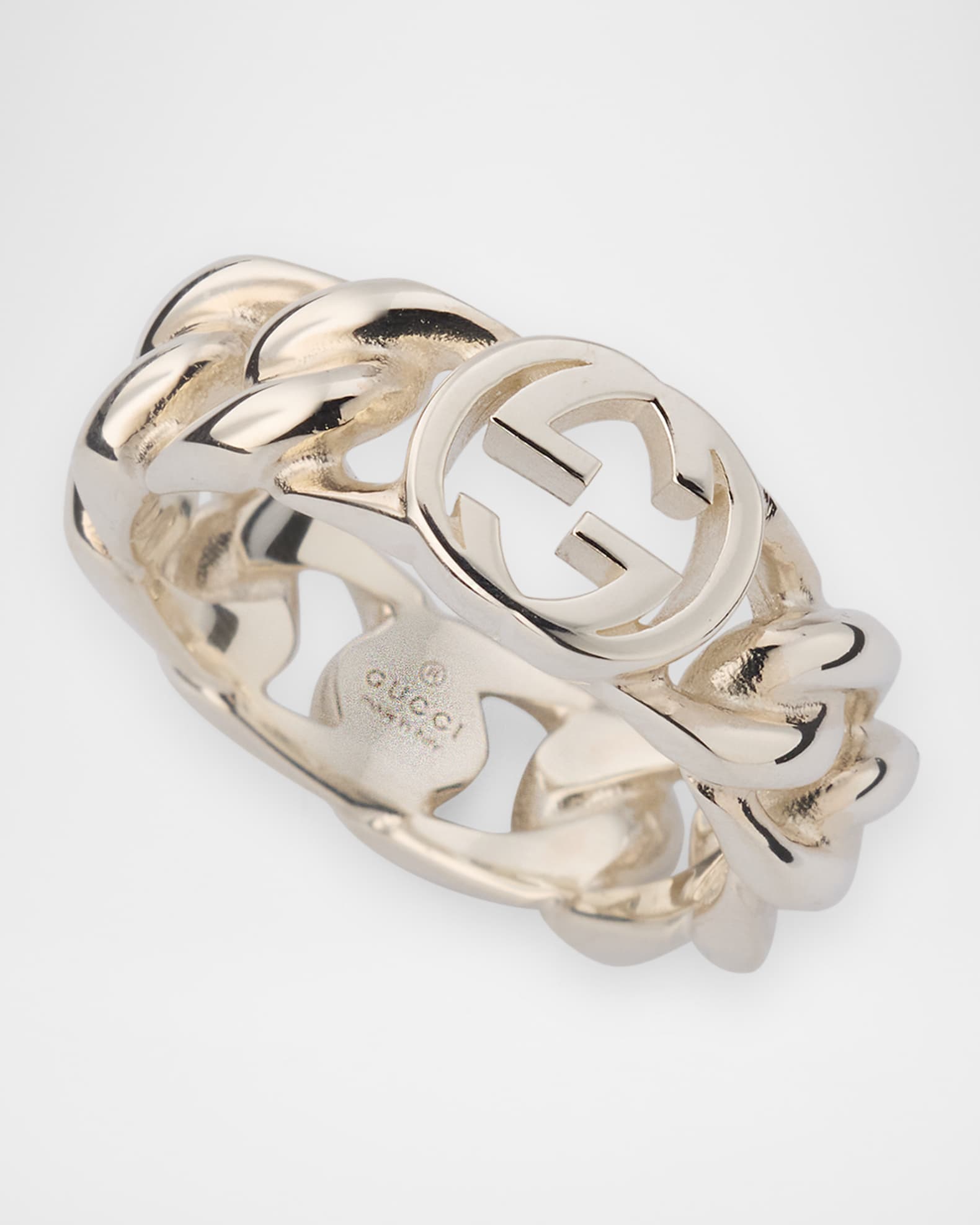 Gucci Men's Sterling Silver Gucci Interlocking Chain Ring | Neiman