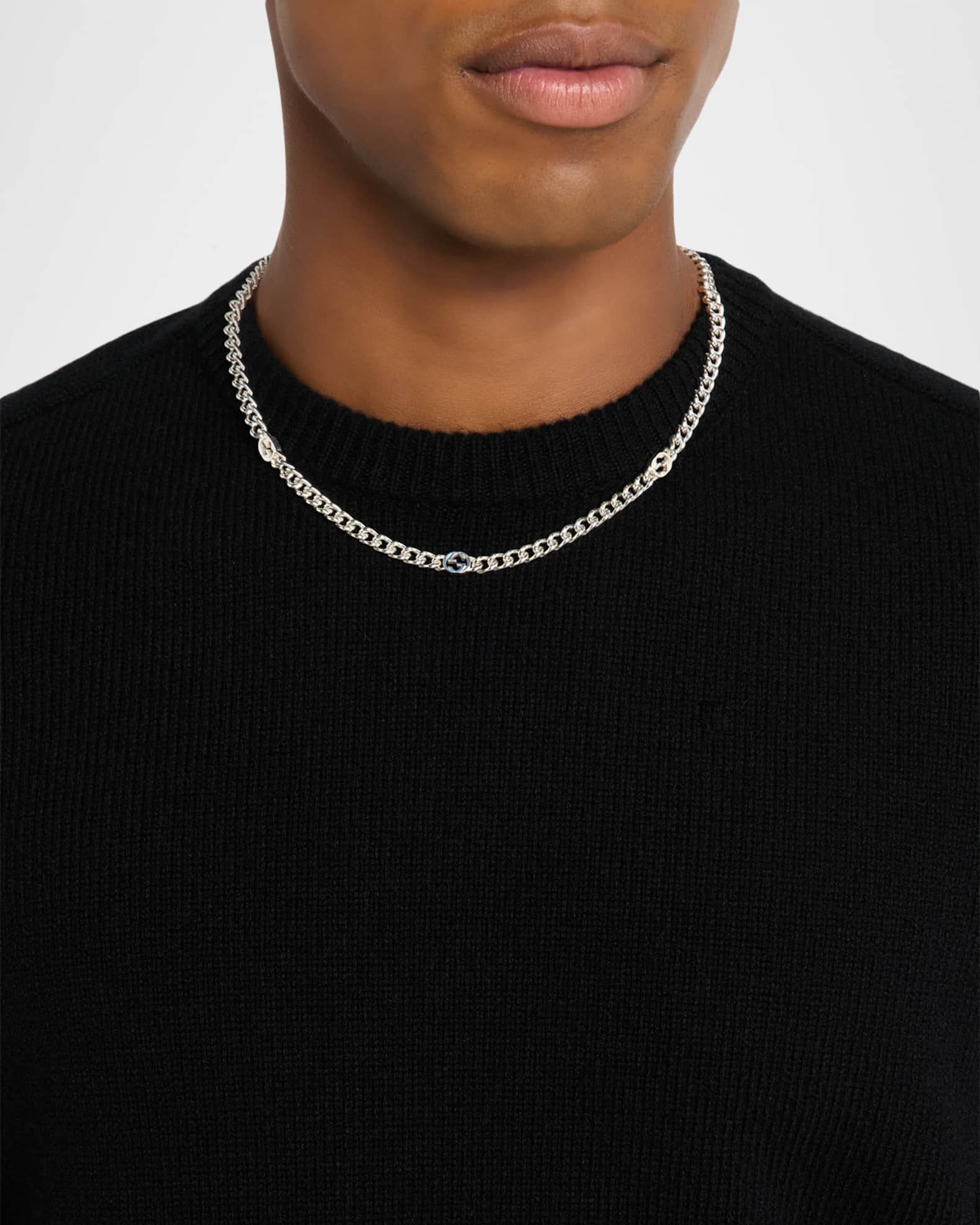 Gucci Men's Sterling Silver Gucci Interlocking Chain Necklace