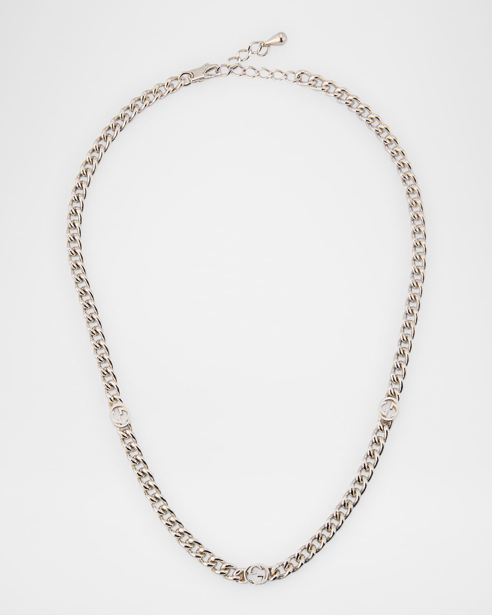 『Hollywood CHAIN BROWN×SILVER』 Gucci Men's Sterling Silver Gucci Interlocking Chain