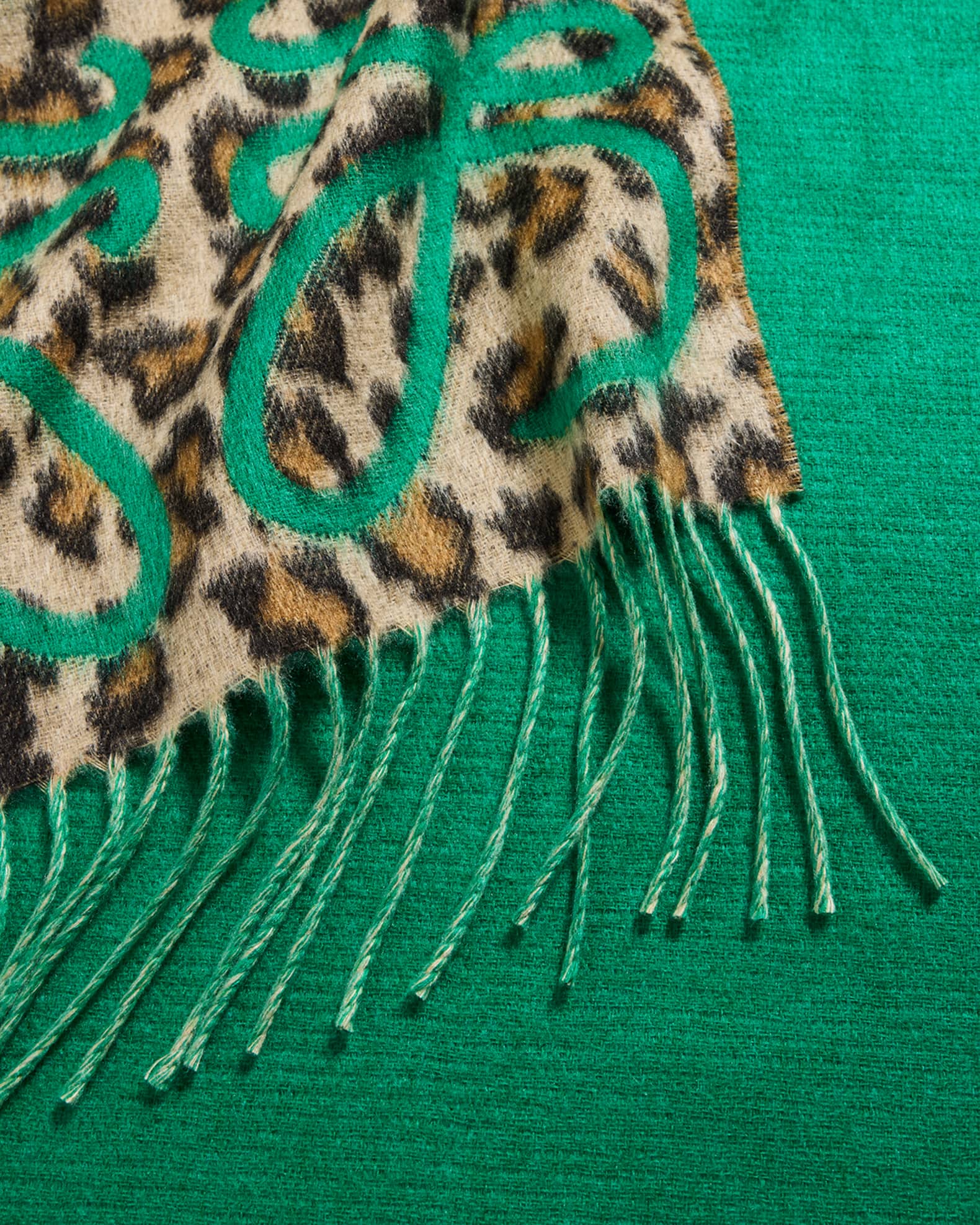 Loewe Anagram Leopard-Print Cashmere Scarf | Neiman Marcus