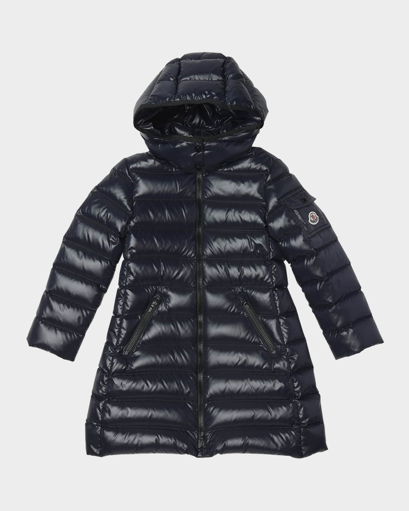 Moncler Girl's Moka Long Down Coat, Size 12-14 | Neiman Marcus