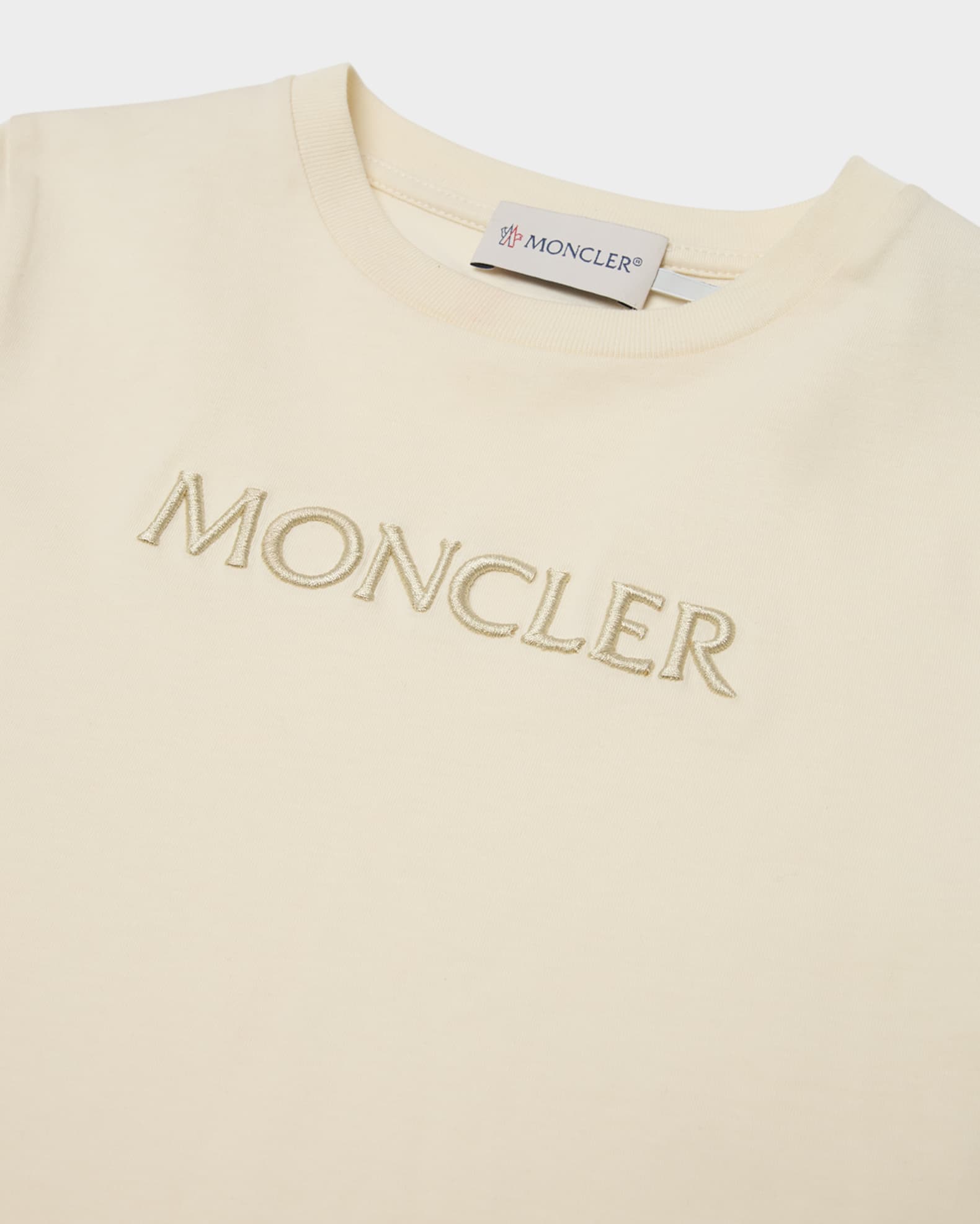 Moncler Girl's Tonal Embroidered Logo Short-Sleeve T-Shirt