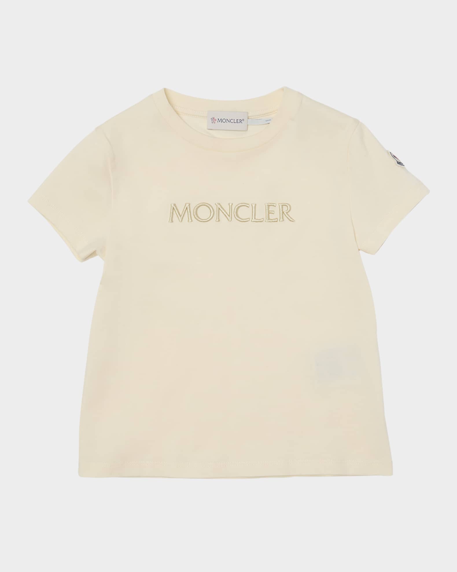 Moncler Girl's Tonal Embroidered Logo Short-Sleeve T-Shirt, Size 8