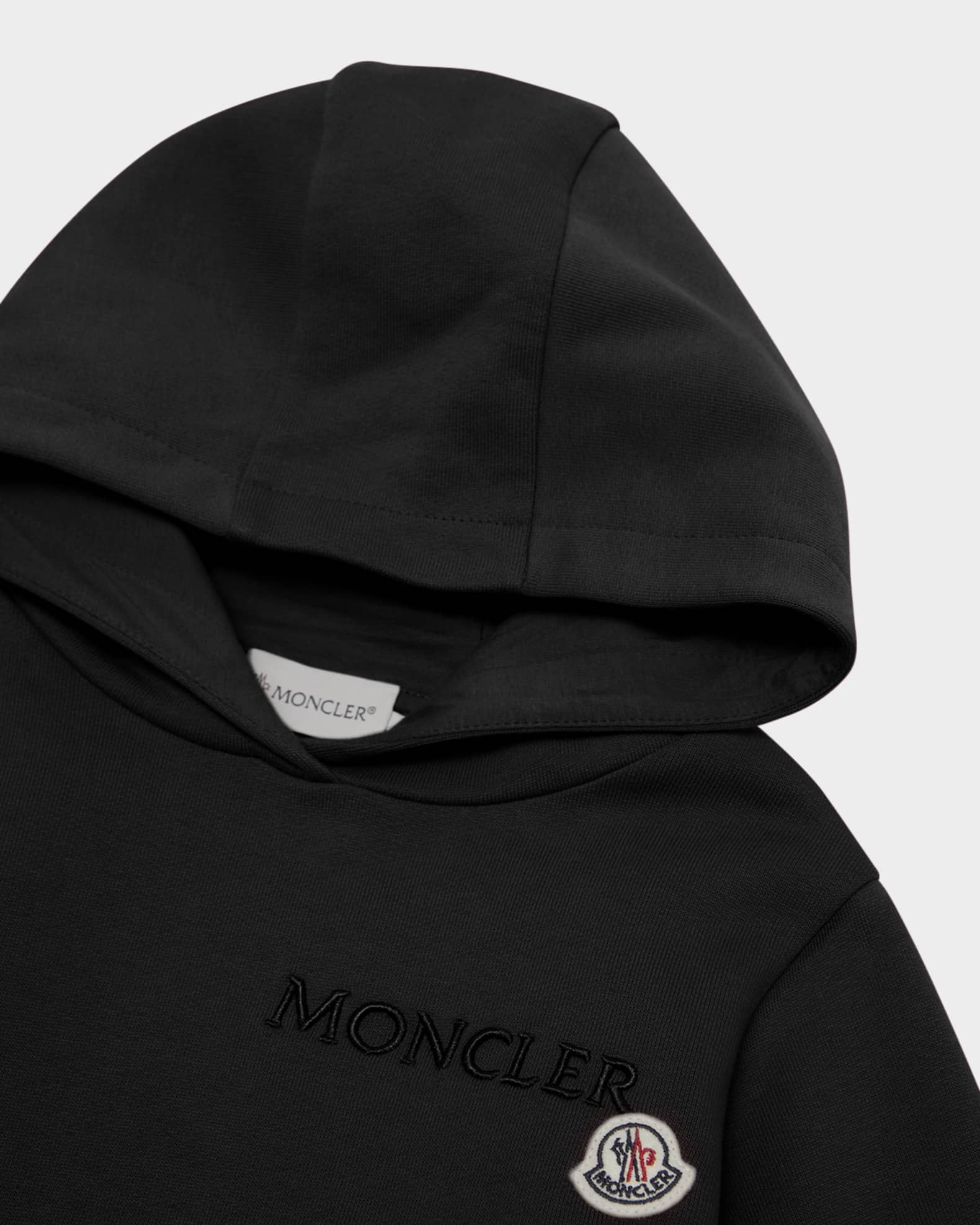 Moncler Girl's Embroidered Logo Applique Hoodie, Size 8-10