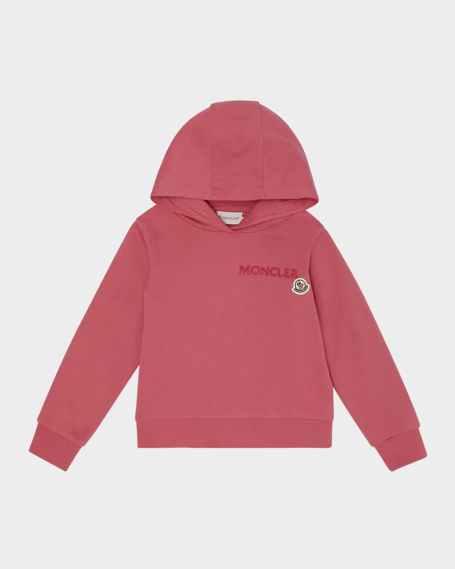 Moncler Girl's Embroidered Logo Applique Hoodie, Size 8-10